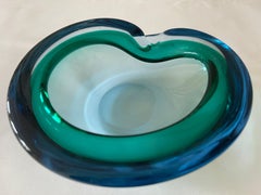 Italian Blue and Aquamarine Sommerso Murano Glass Bowl / Ashtray