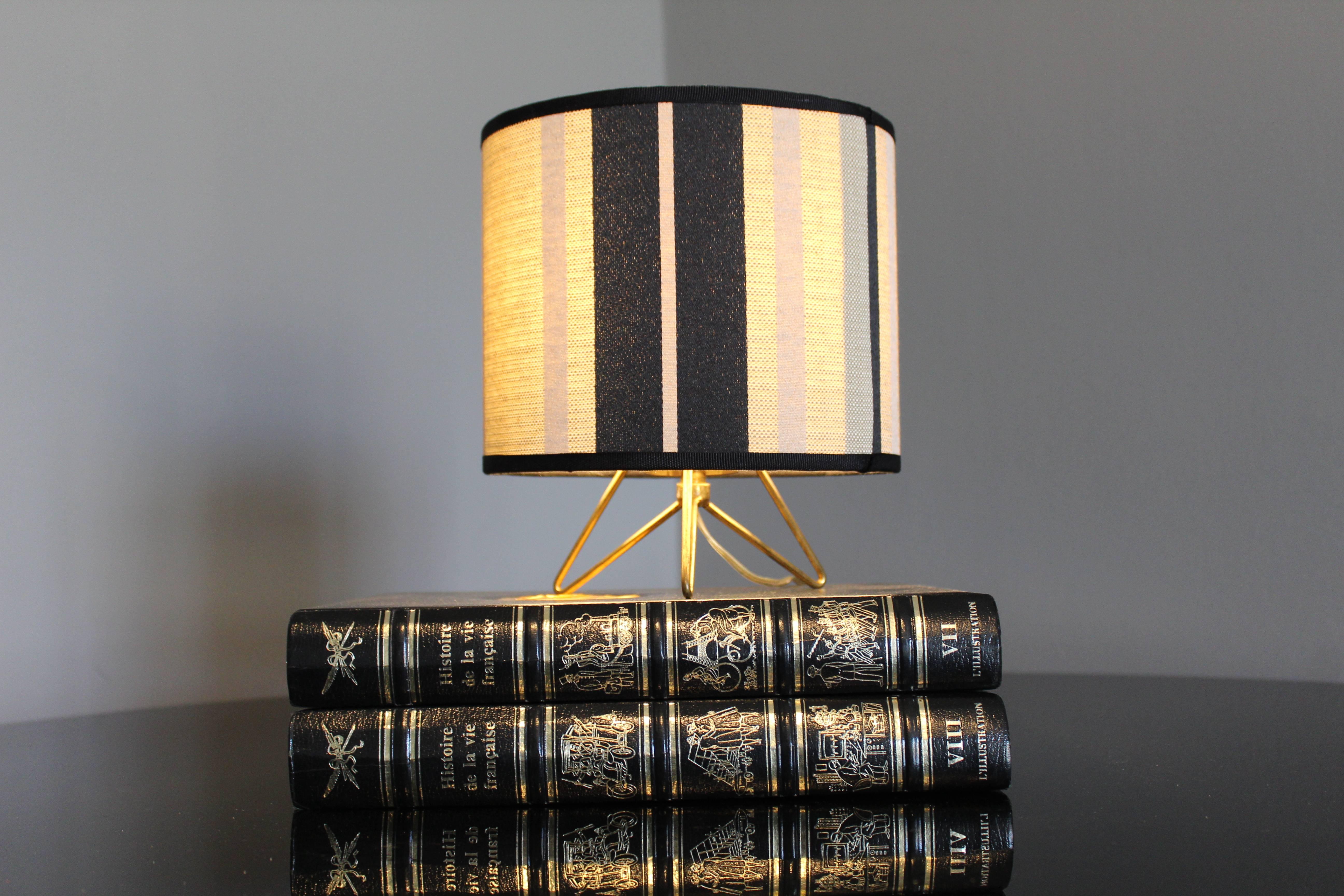 Italian Blue and Crème Striped Table Lamp, 1950s 4