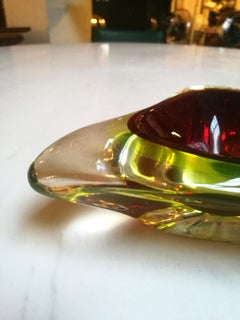 Italian Blue and Green Murano Glass Ashtray, from the Sommersi Series, 1950s