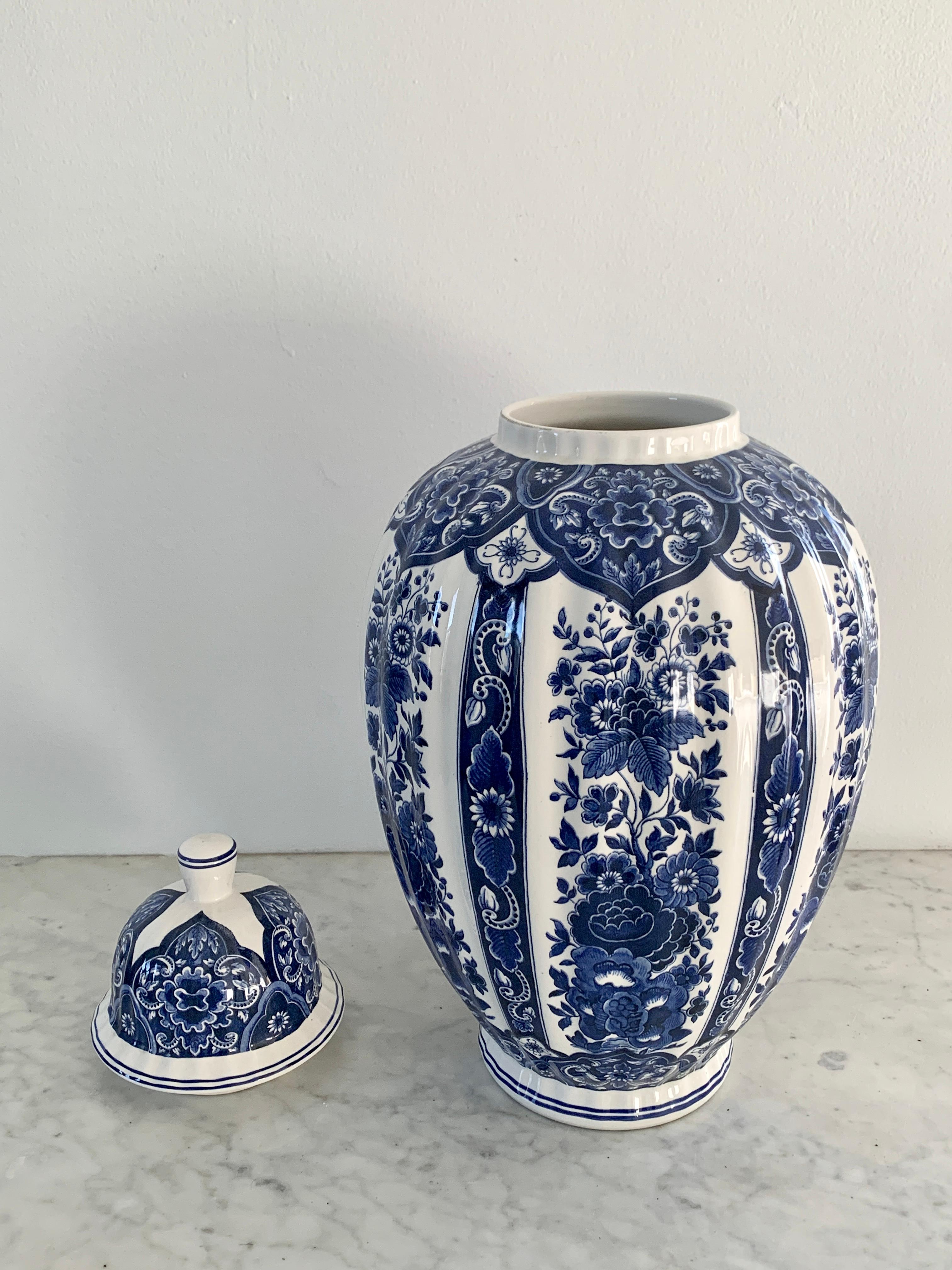 Italian Blue and White Delfts Porcelain Ginger Jar by Ardalt Blue Delfia 1