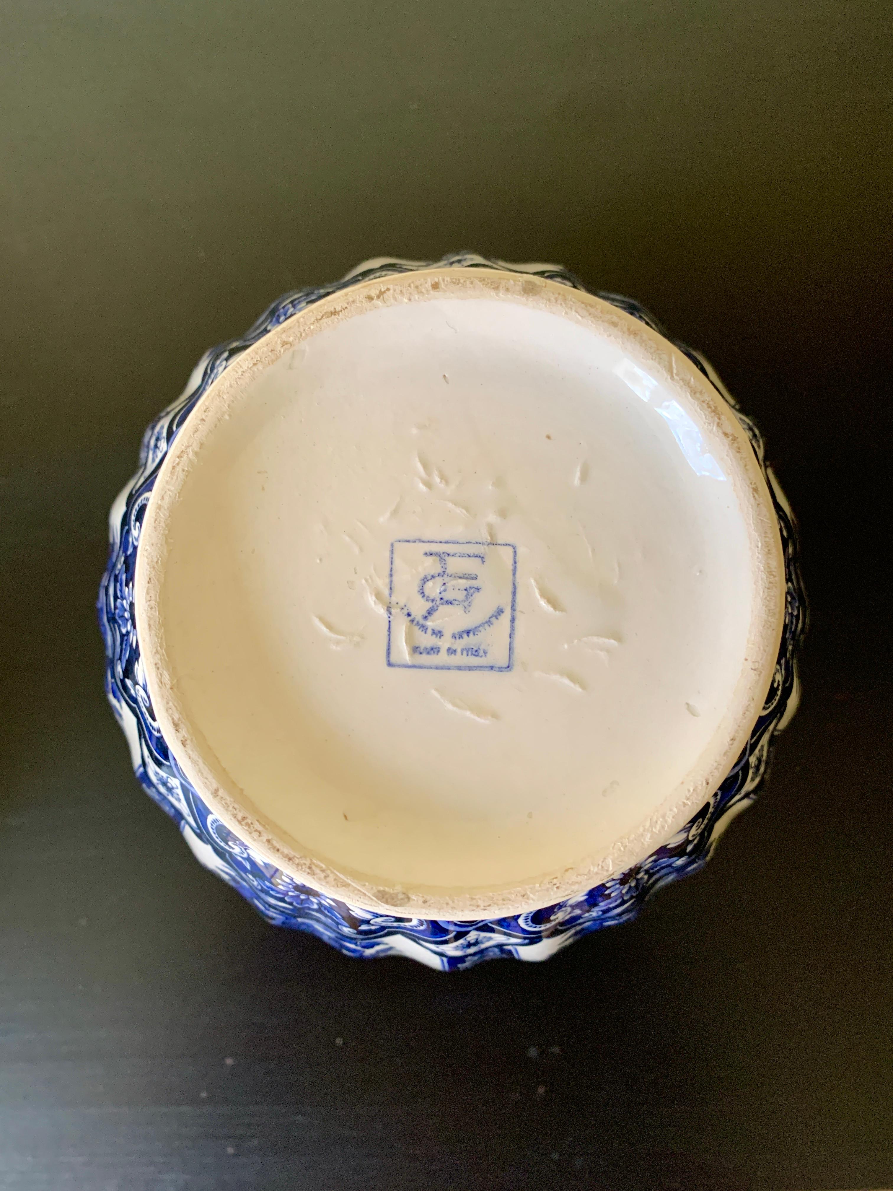 Italian Blue and White Porcelain Ginger Jar  For Sale 4