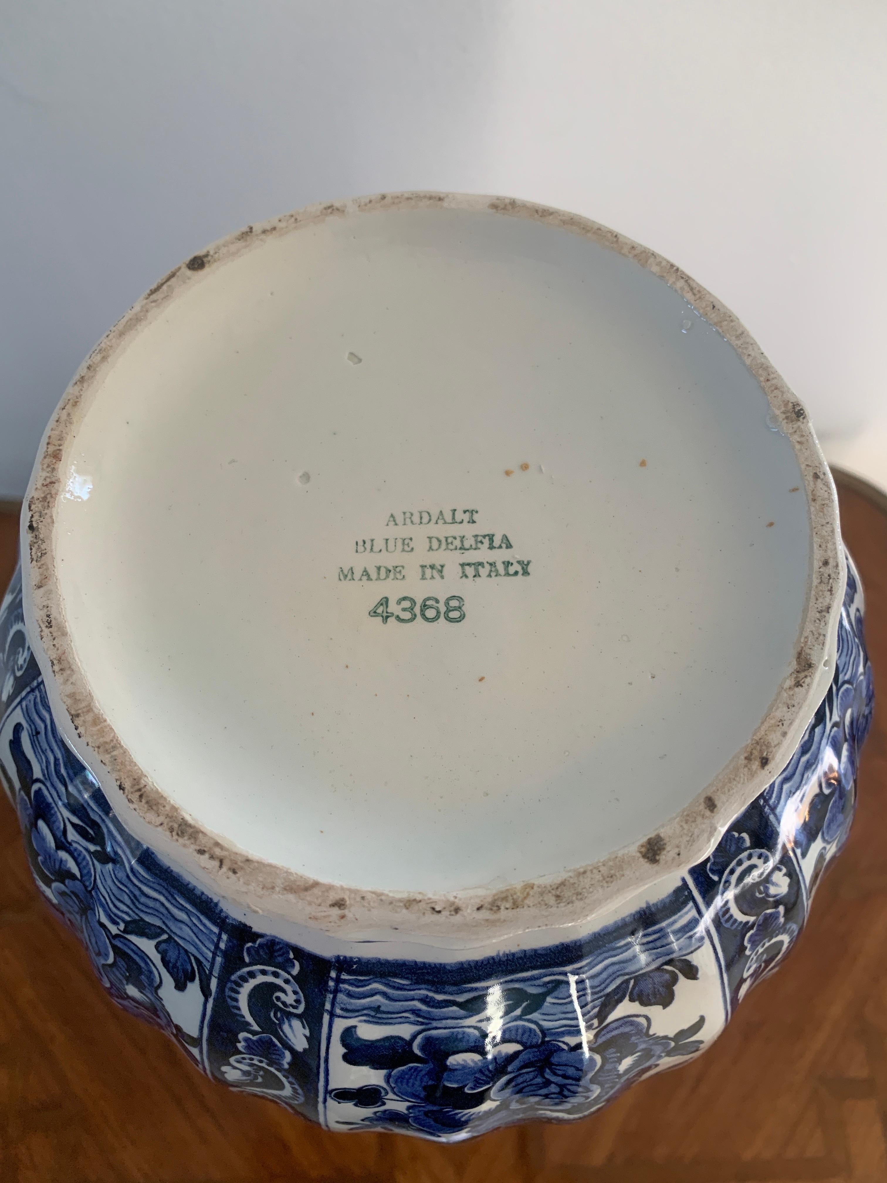 Italian Blue and White Vase by Ardalt Blue Delfia In Good Condition In Elkhart, IN