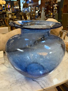 Italian Blue Art Glass Vase, 1970s