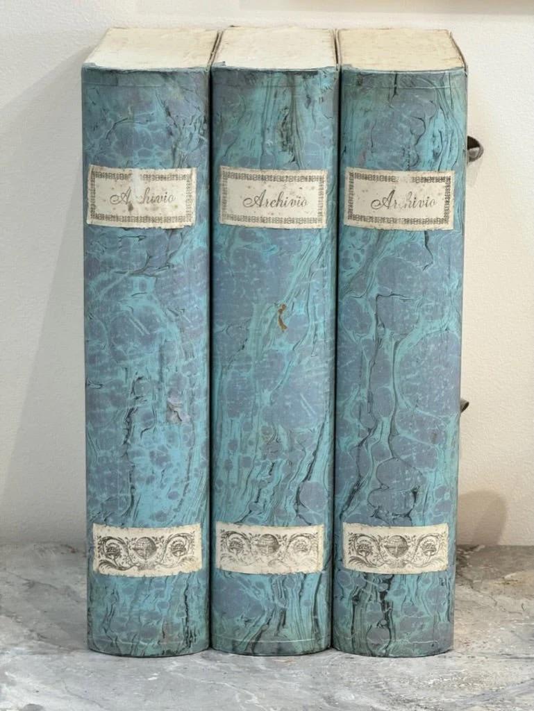Italian blue book form file boxes In Good Condition In Charlottesville, VA