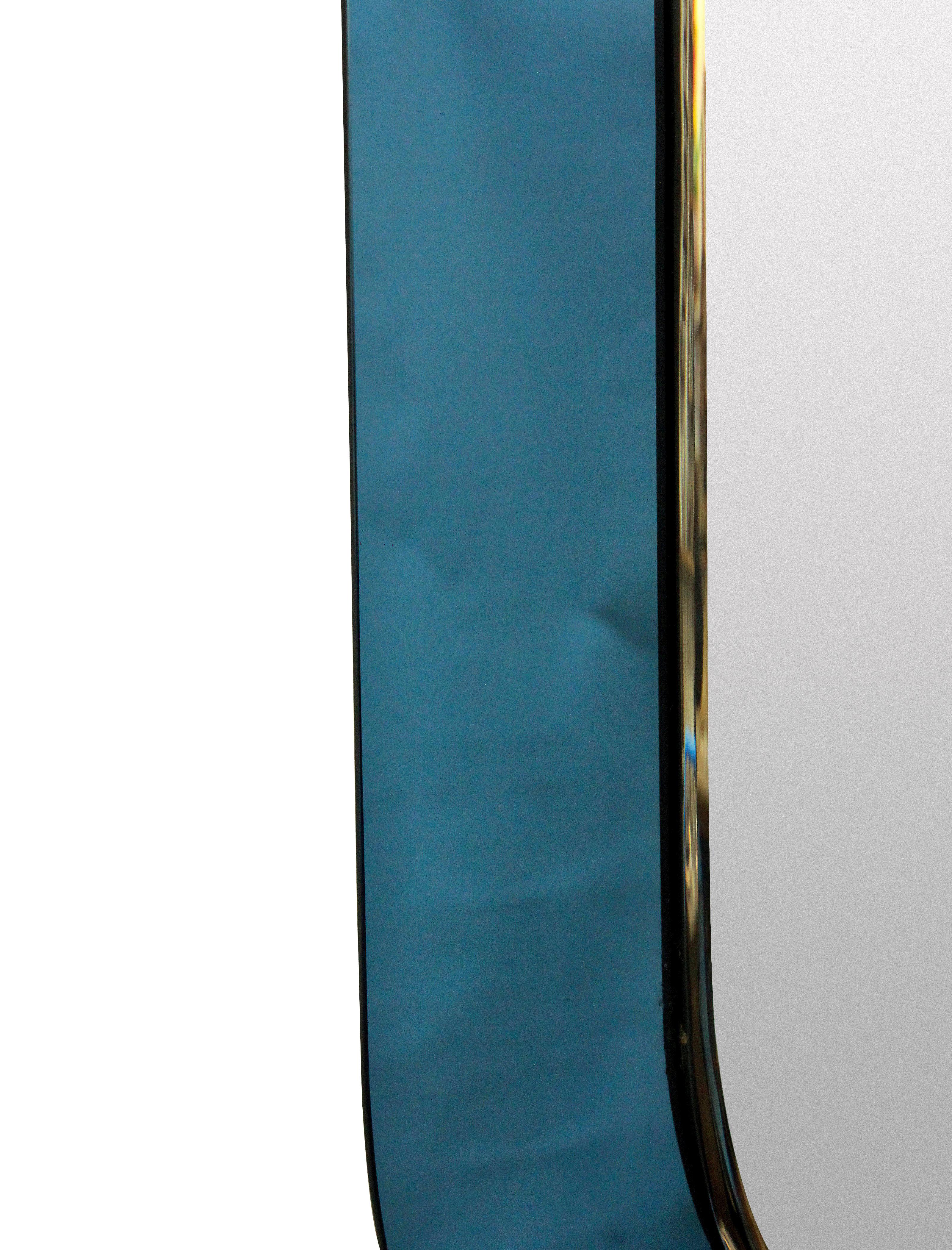 Mid-Century Modern Italian Blue Bordered Midcentury Mirror