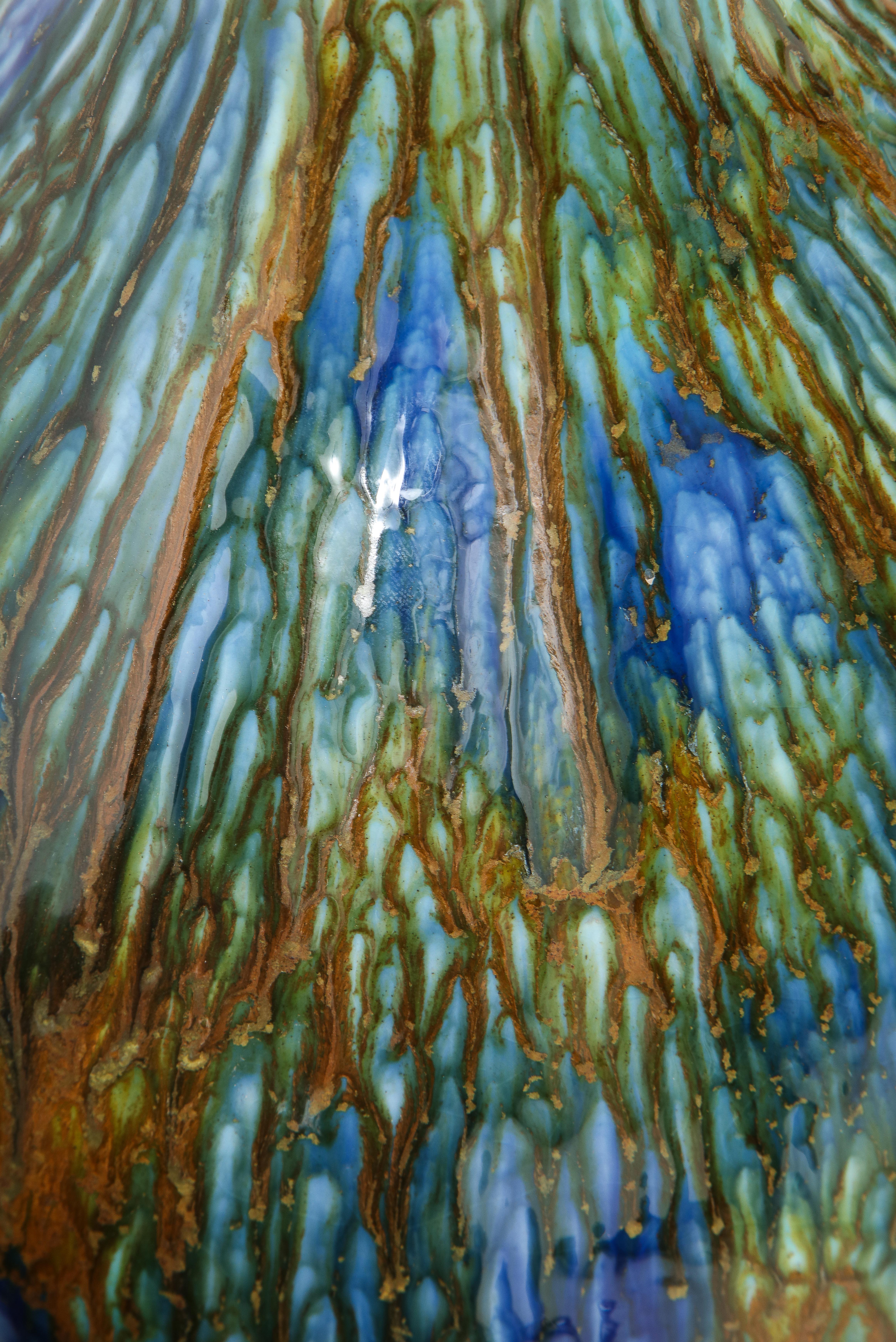Italian Blue, Brown Drip Glaze Lamps 5