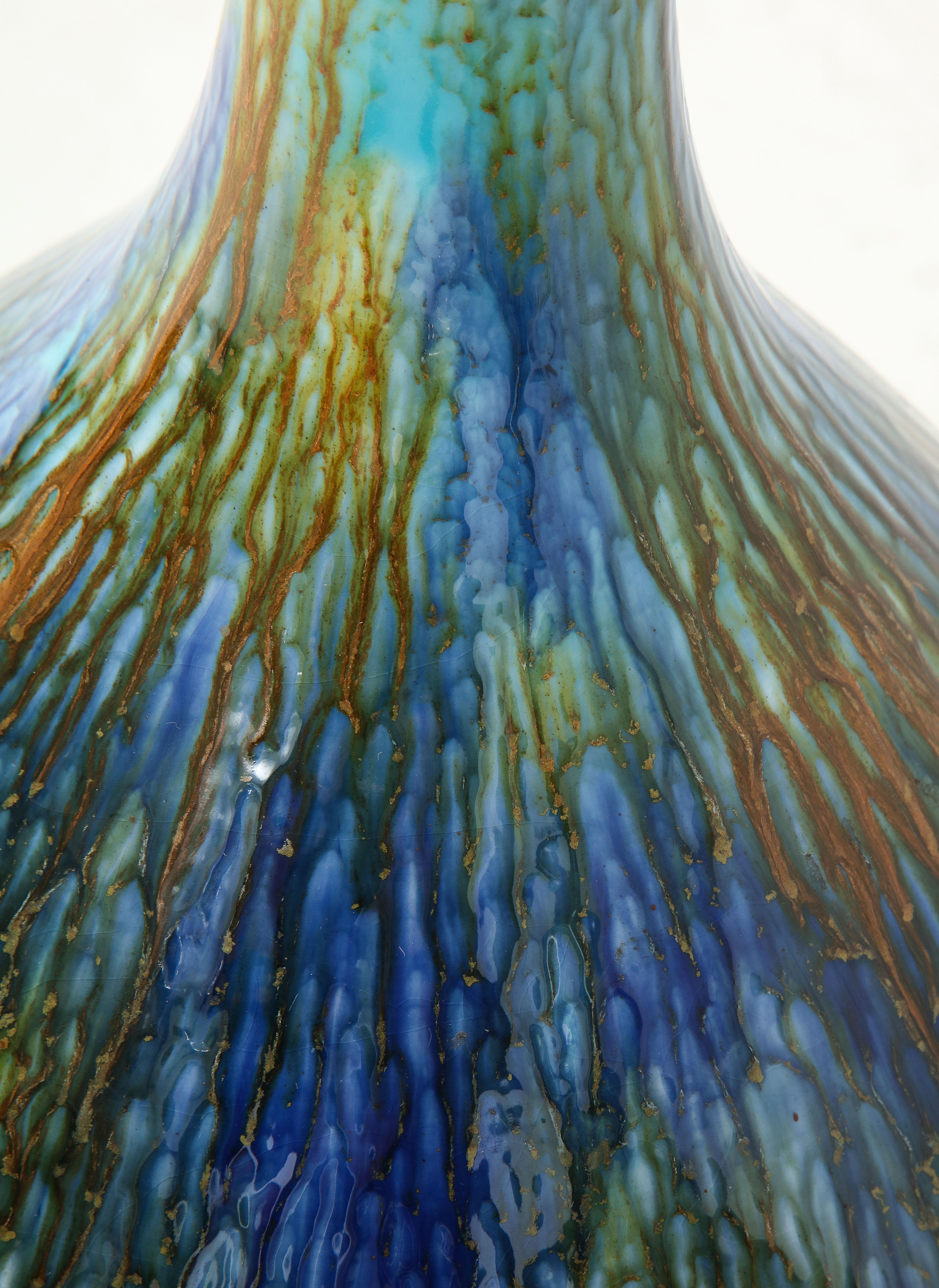 Italian Blue, Brown Drip Glaze Lamps 2
