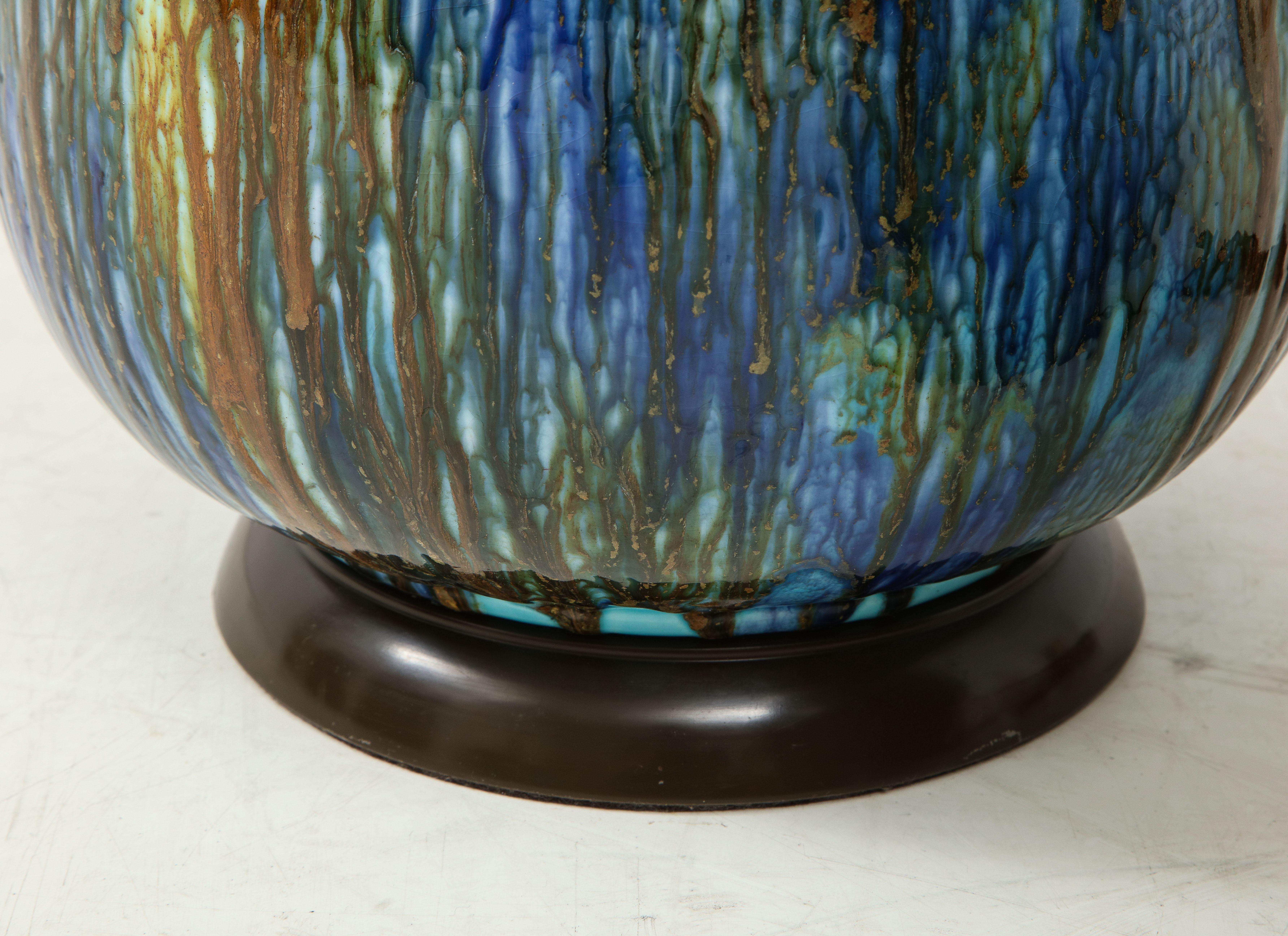 Italian Blue, Brown Drip Glaze Lamps 3