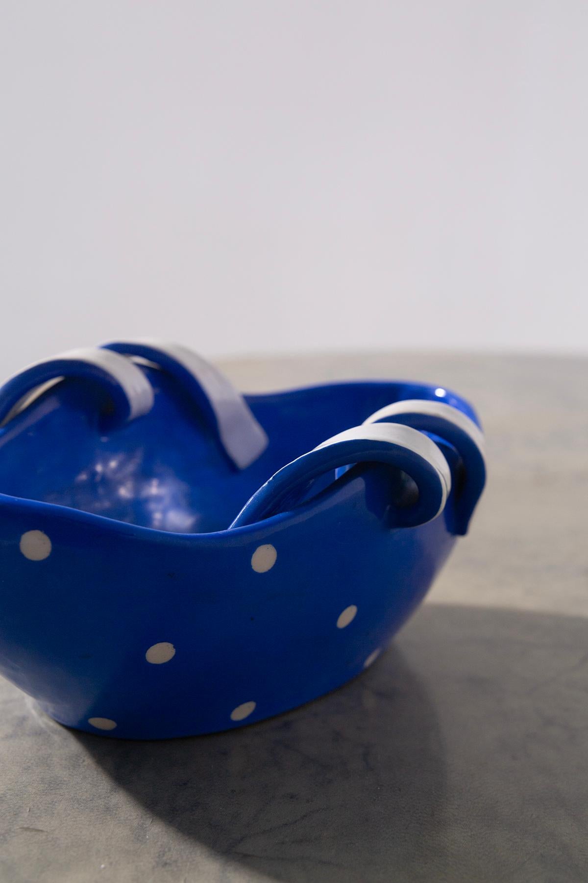 Mid-20th Century Vase italien en céramique bleue de PUCCI, étiquette originale en vente