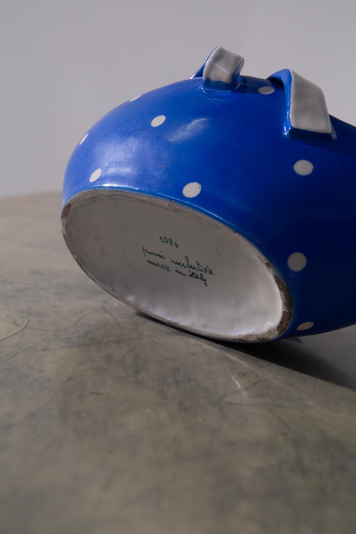 Céramique Vase italien en céramique bleue de PUCCI, étiquette originale en vente