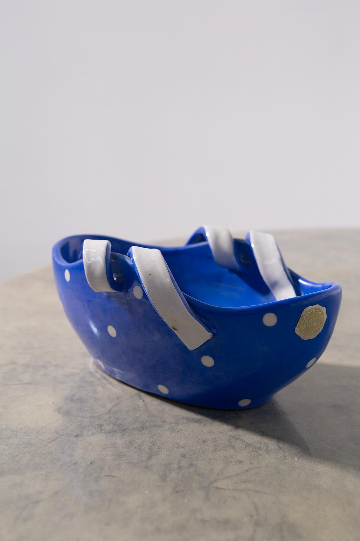 Vase italien en céramique bleue de PUCCI, étiquette originale en vente 1