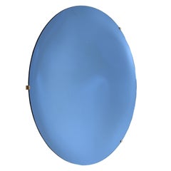 Italian Blue Concave Hand-Crafted Murano Glass Rounded Mirror, Italy, 2022