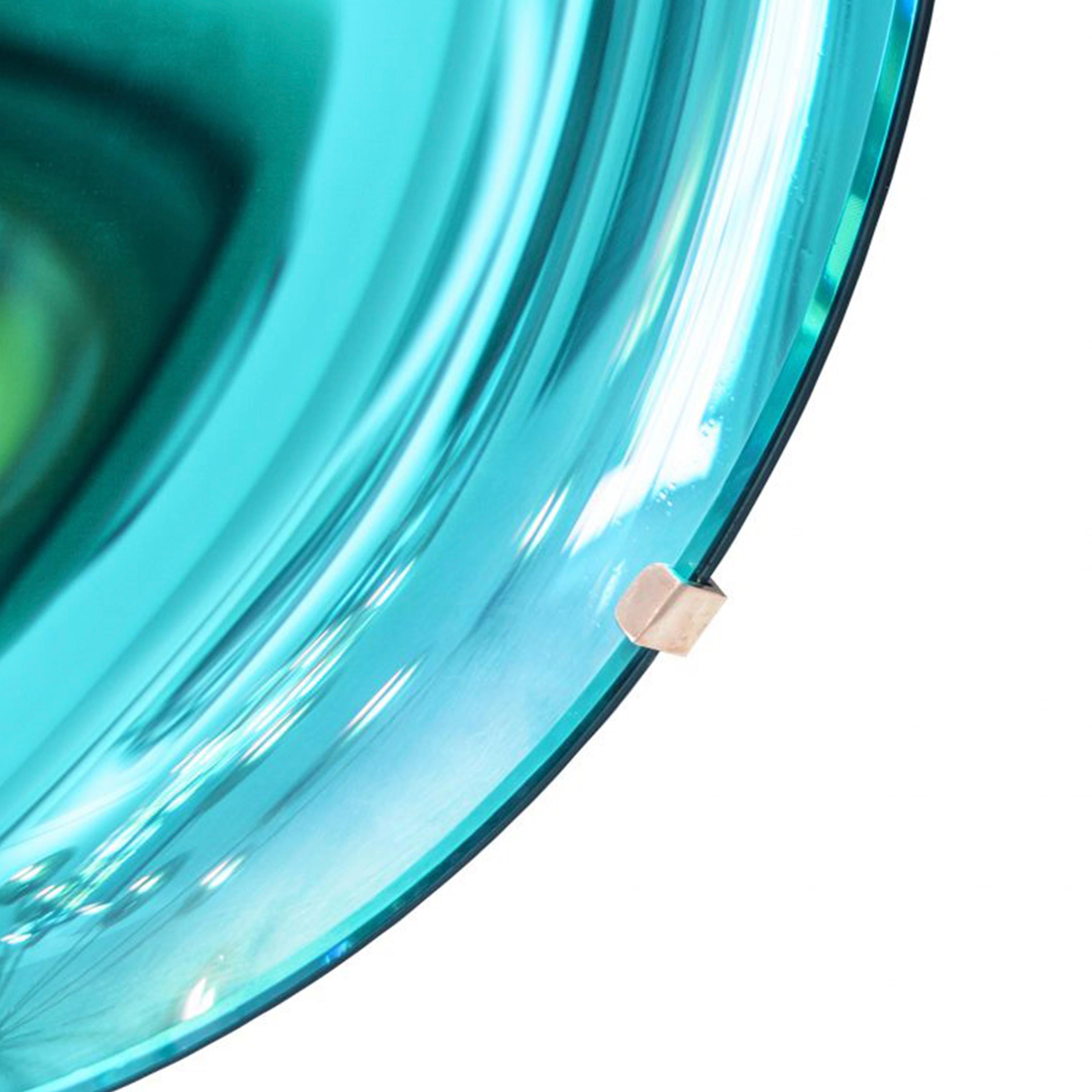 Italienischer blauer, konkaver, handgefertigter, runder, kleiner Spiegel aus Muranoglas, Italien, 2022 (Moderne der Mitte des Jahrhunderts) im Angebot