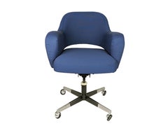 Italian blue fabric and Metal Wheeled Office Chair, 1960-70s