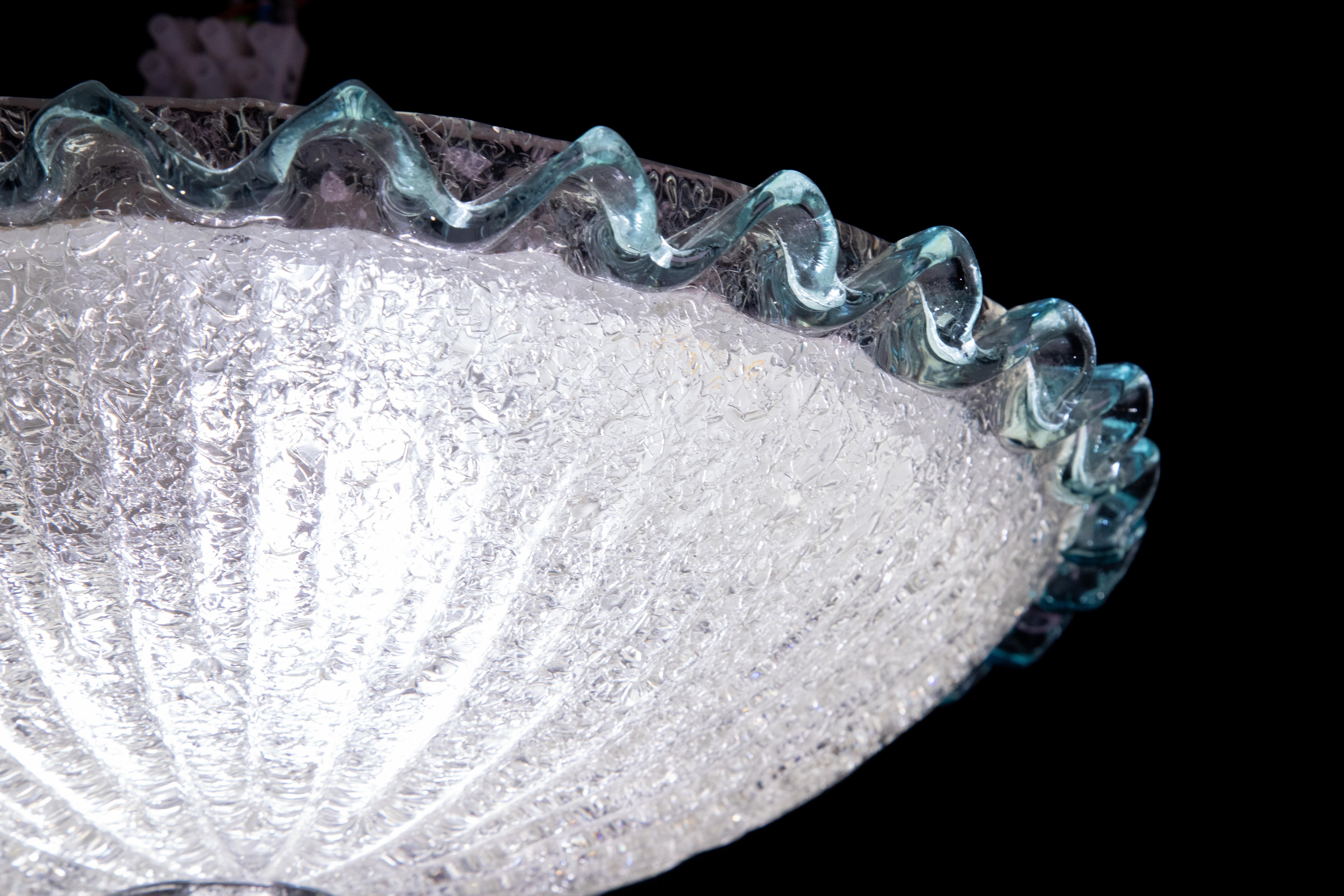 Italian Blue Glass Ceiling Fixture By Barovier & Toso, Murano, 1960 For Sale 3