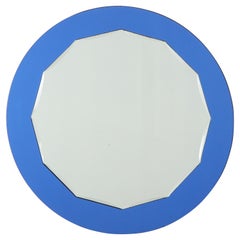 Italian Blue Glass Circular Mirror, 1950's