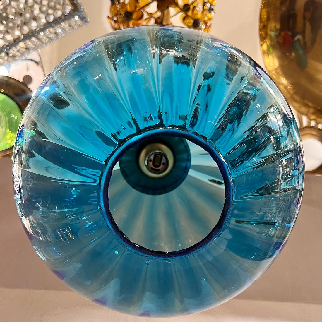 Italienische Laterne aus blauem Glas im Zustand „Gut“ im Angebot in New York, NY