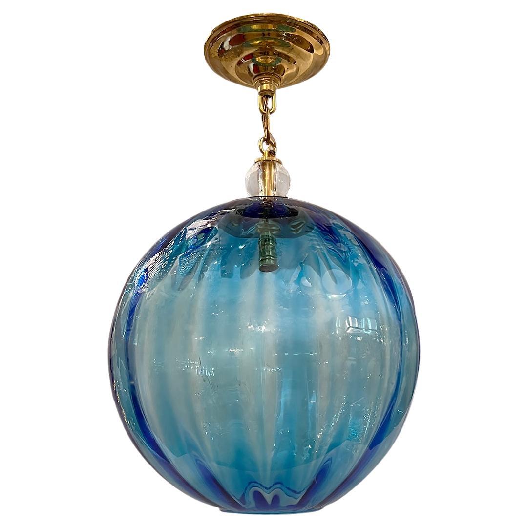 Italienische Laterne aus blauem Glas