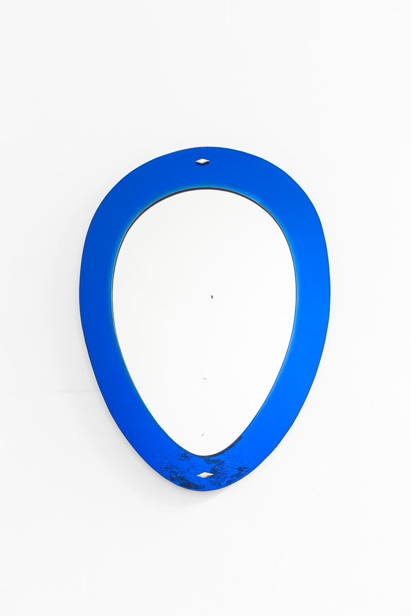 Italian Blue Glass Mirror, 1950s In Good Condition For Sale In London, GB