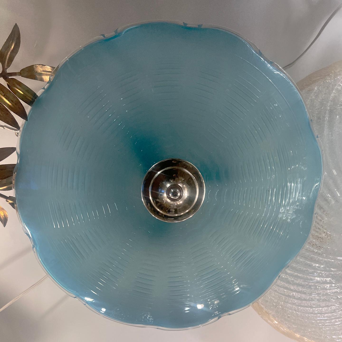 Italian Blue Glass Pendant Light Fixture For Sale 1