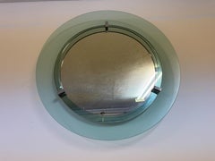 Italian Blue Glass Wall Mirror by Veca