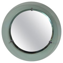 Italian Blue Glass Wall Mirror by Veca