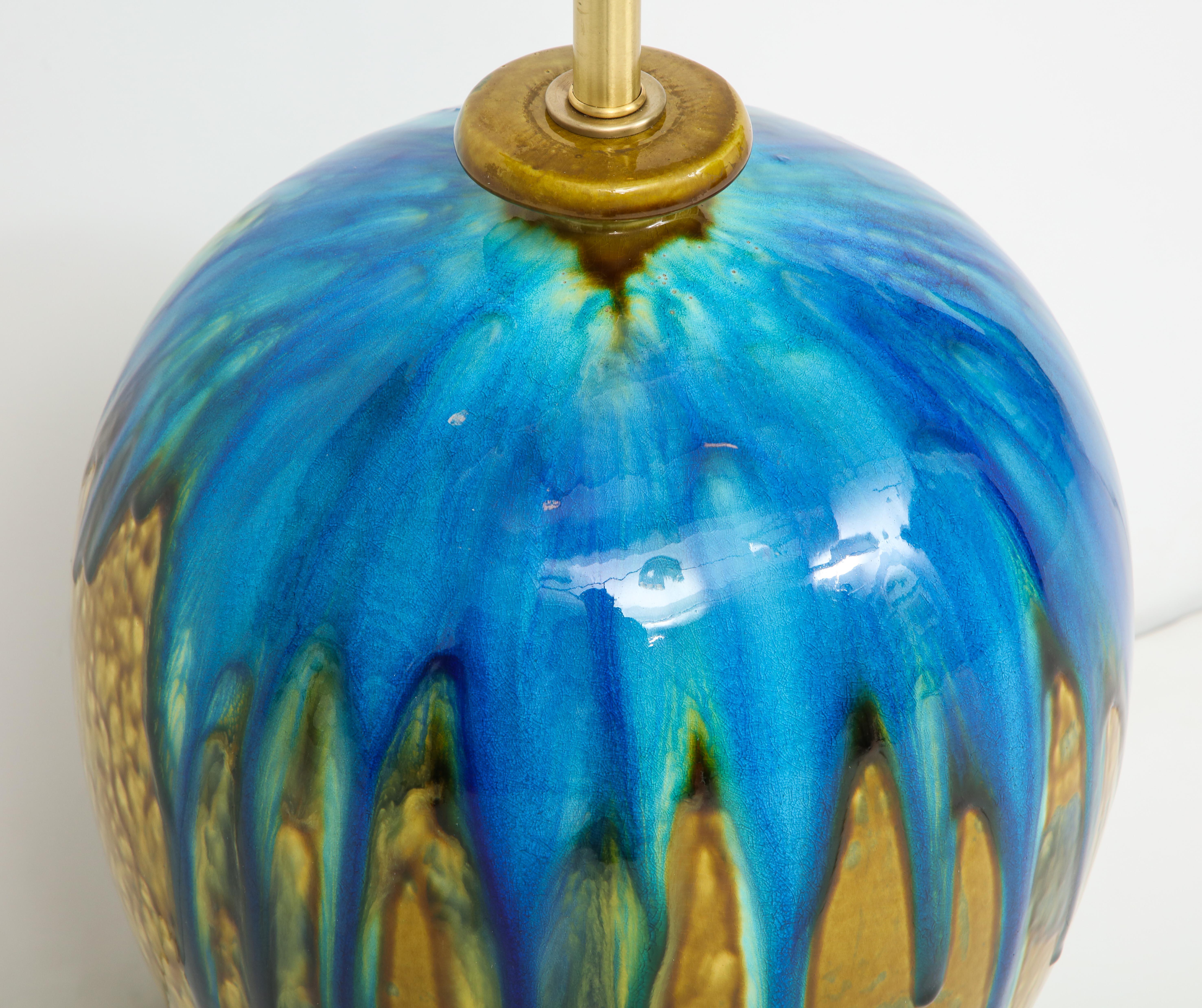 Italian Blue, Green Drip Glaze Lamps 2