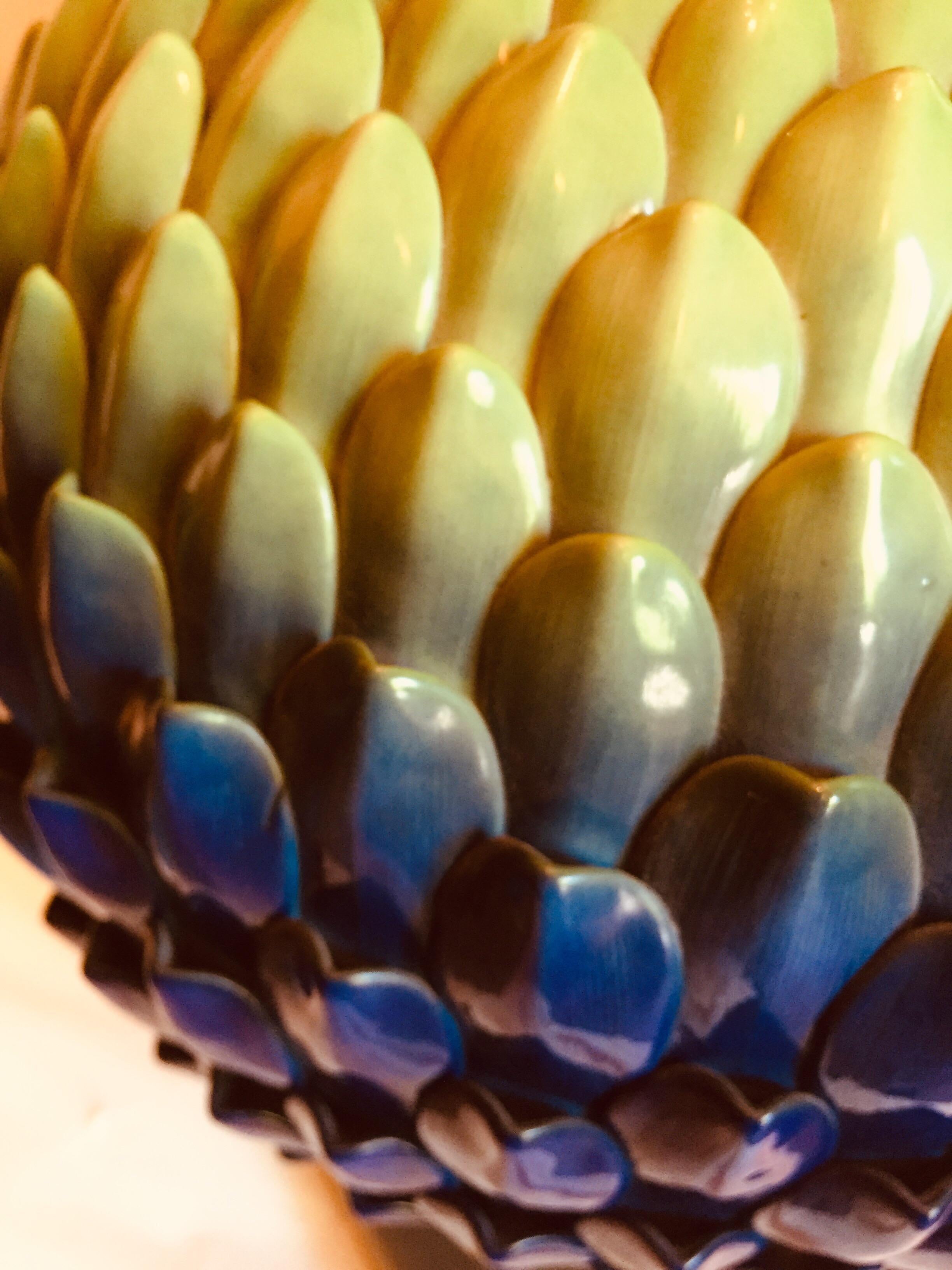 Italian Blue Green Pine Cone Florentine Table Lamp by Mangani 1980s For Sale 3