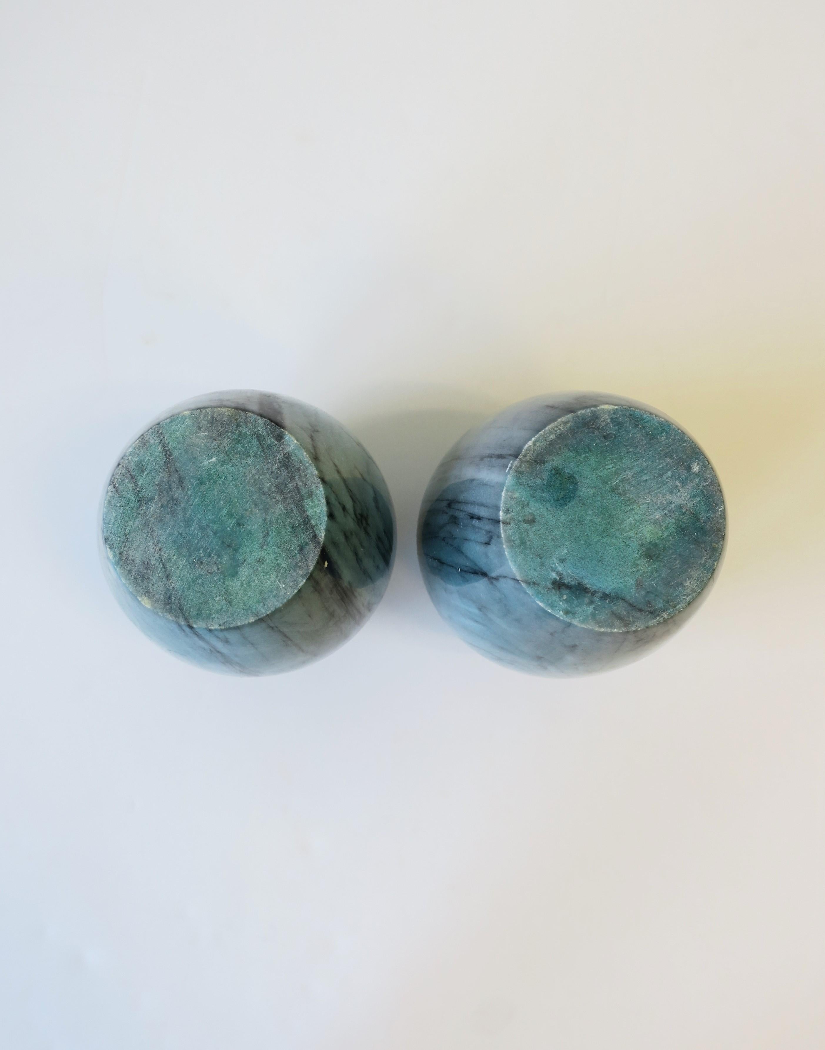Italian Blue Marble Urns Vases, Pair For Sale 6