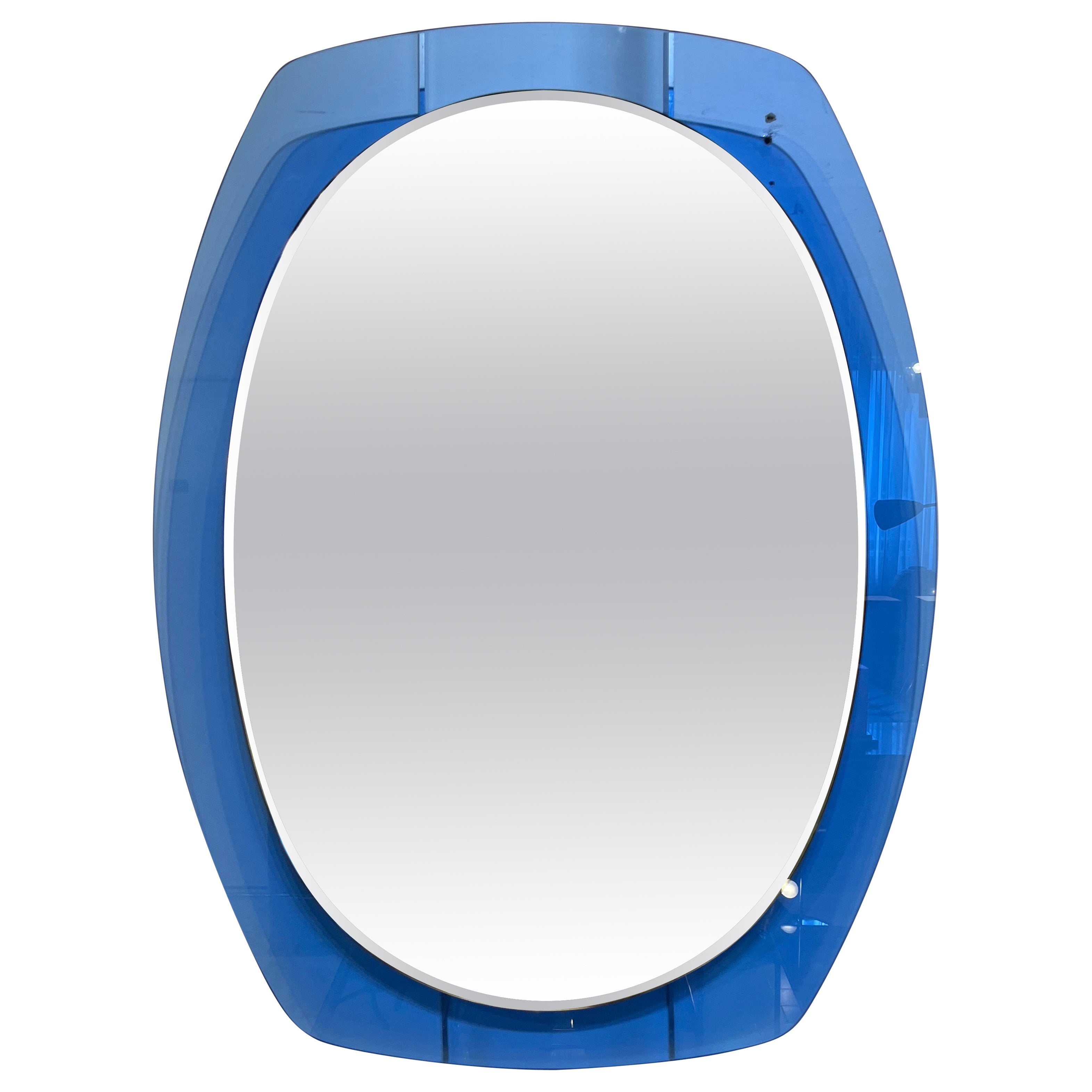 Miroir italien bleu, années 1960