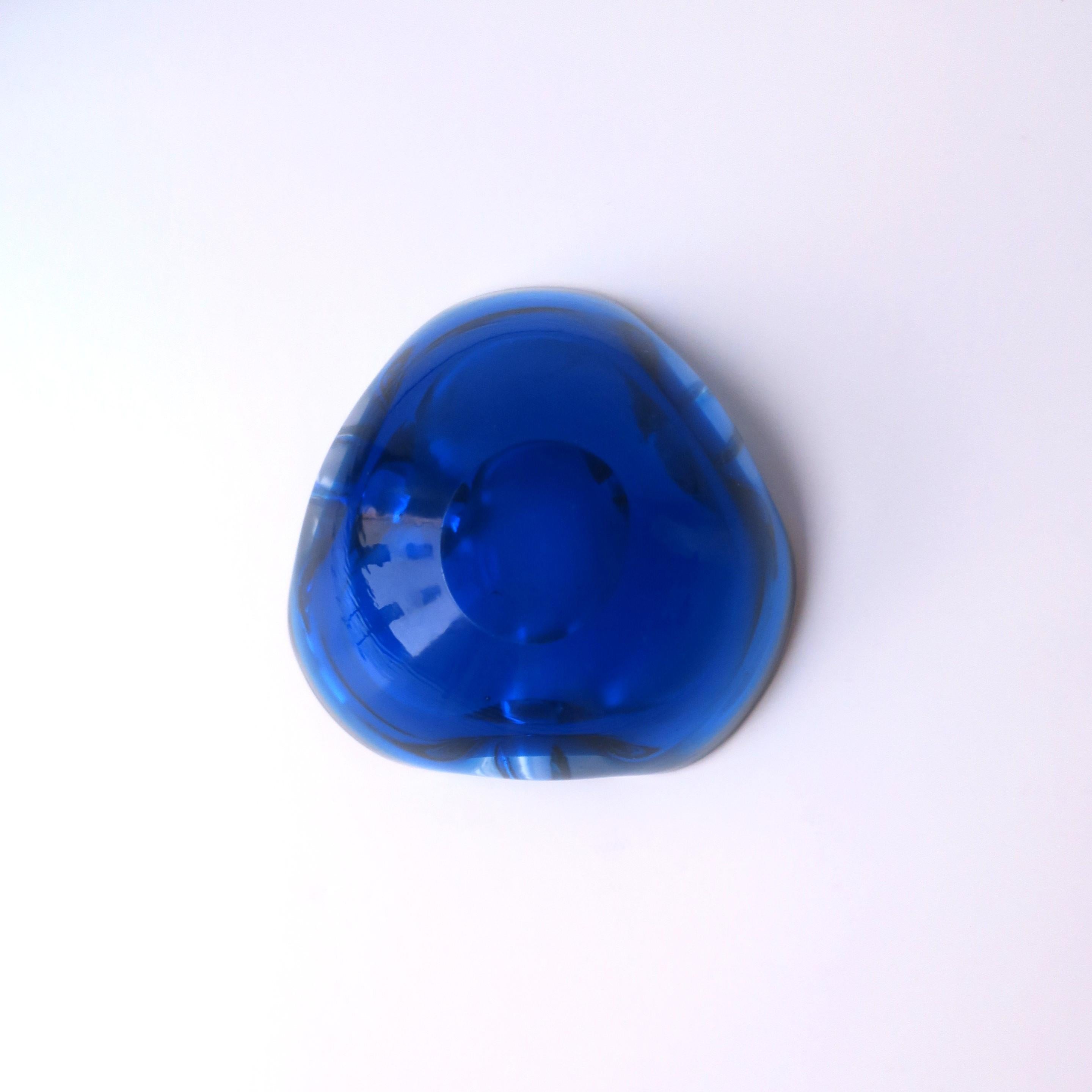 Italian Blue Murano Art Glass Bowl after Barbini 2