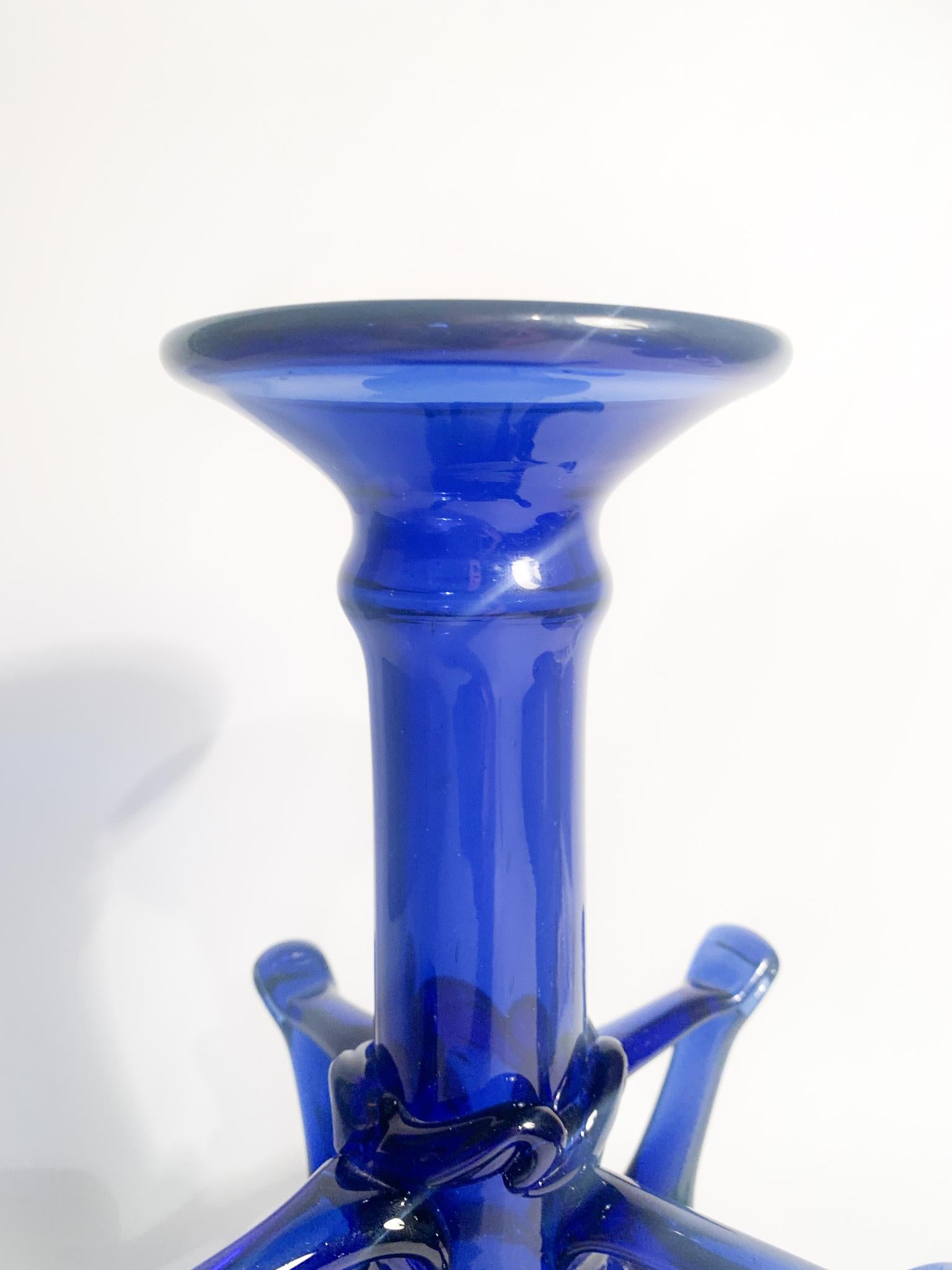 Italian Blue Murano Glass Vase Attributed to Fratelli Toso, 1940s For Sale 1