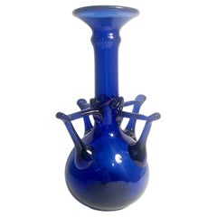 Vintage Italian Blue Murano Glass Vase Attributed to Fratelli Toso, 1940s