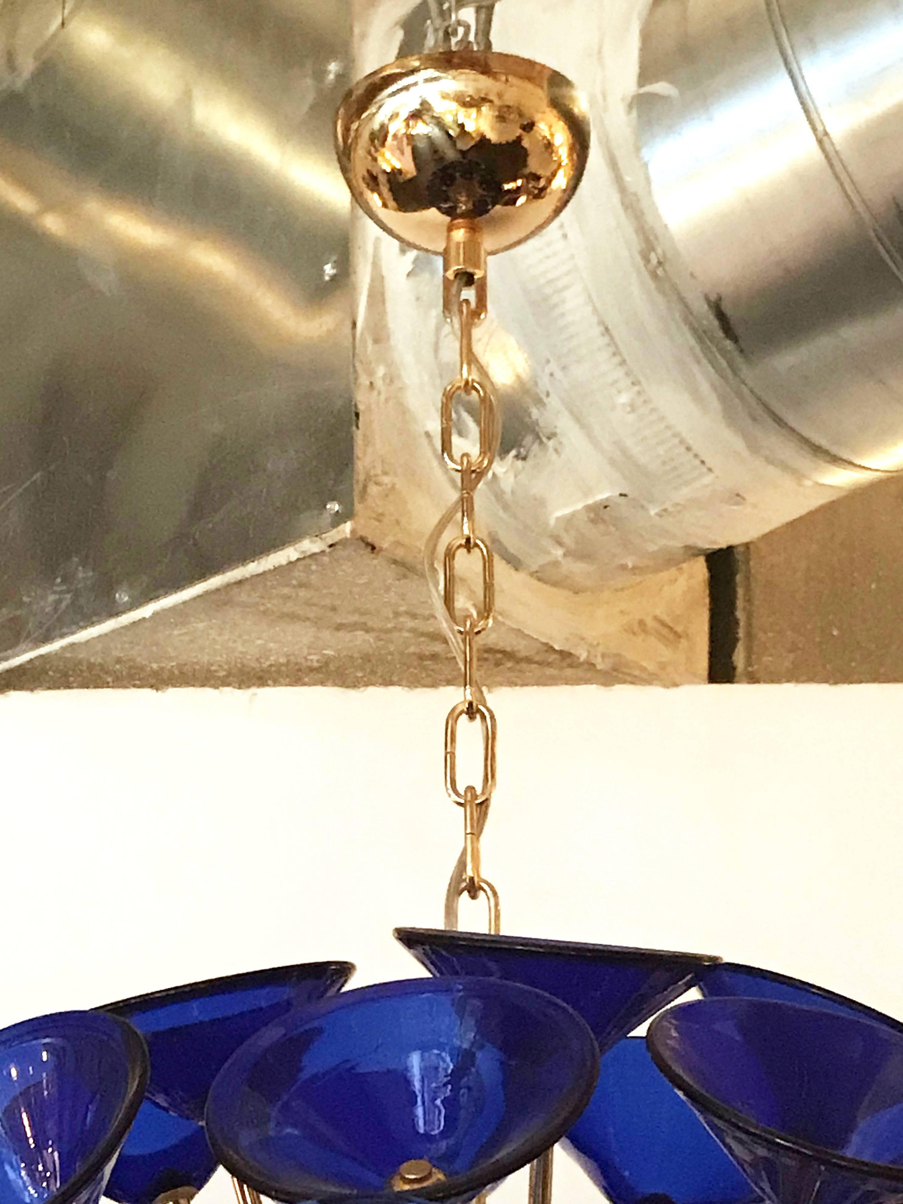 Italian Blue Murano Trumpets Gold Sputnik 2