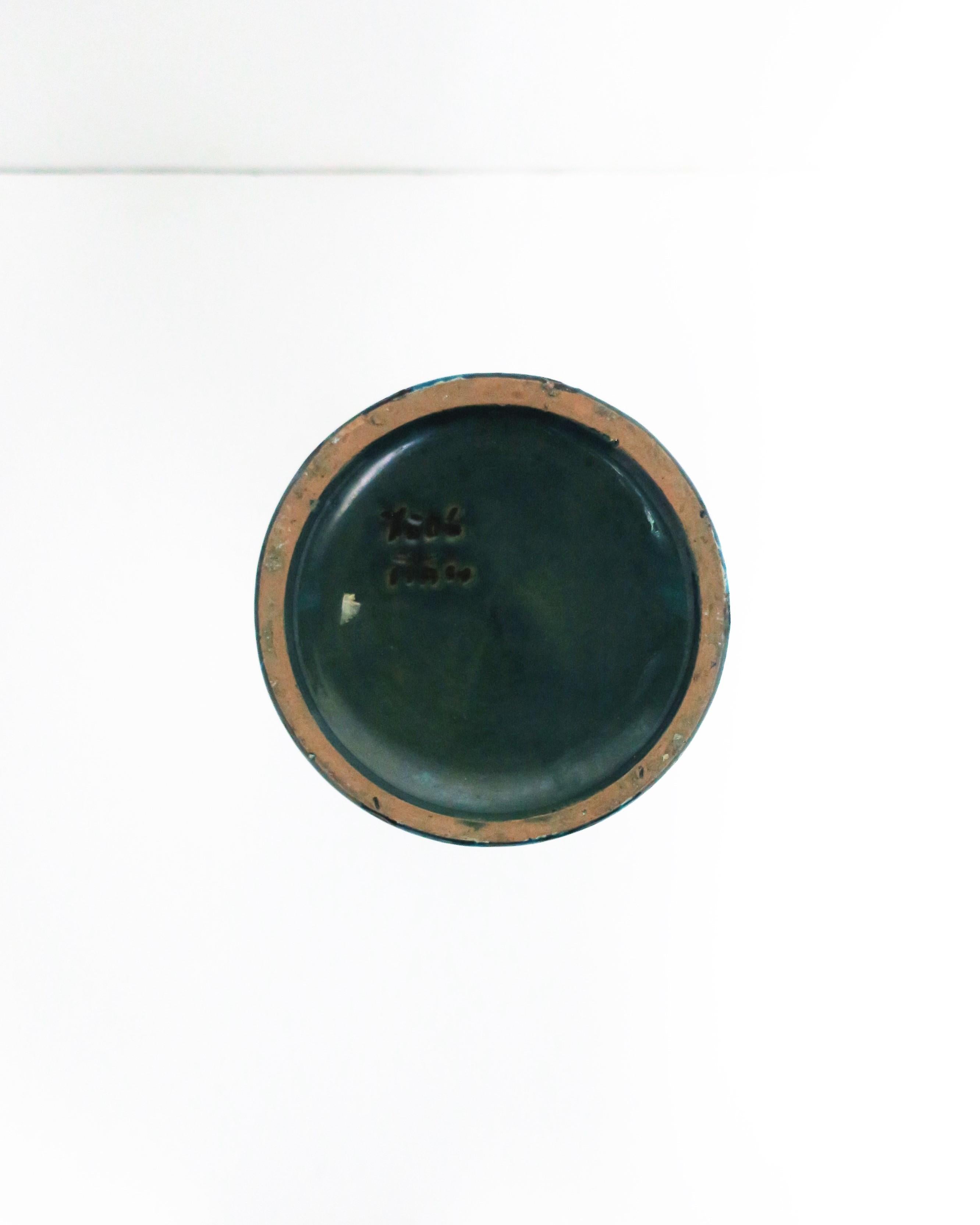 Italian Blue Pottery Vase with Figurative Design Bitossi, circa 20th Century For Sale 6