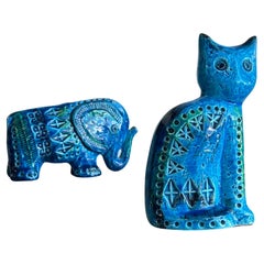 Retro Italian Blue Rimini Ceramics by Flavia Montelupo