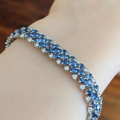 Italienisches Armband mit blauem Saphir und Diamanten in 18k Weißgold