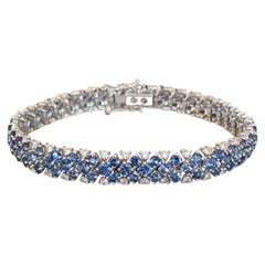 Italienisches Armband mit blauem Saphir und Diamanten in 18k Weißgold