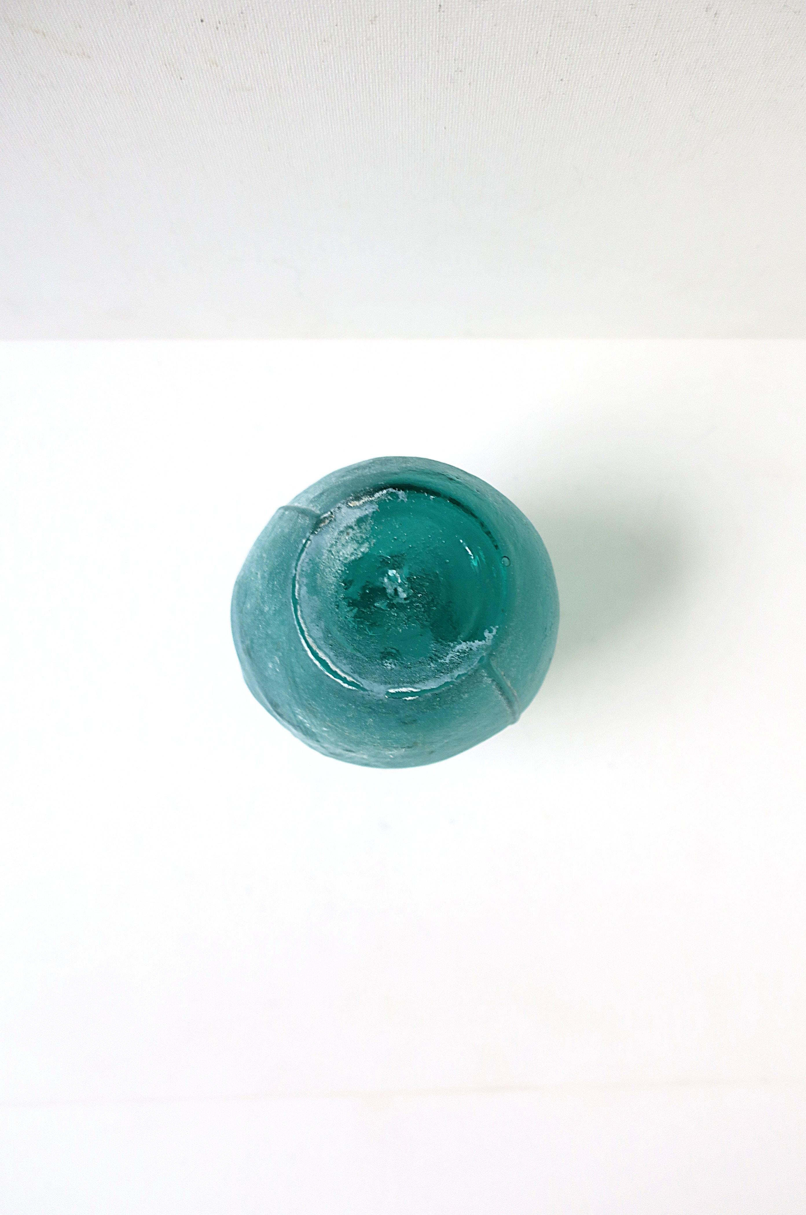Italian Blue Scavo Art Glass Vase For Sale 4