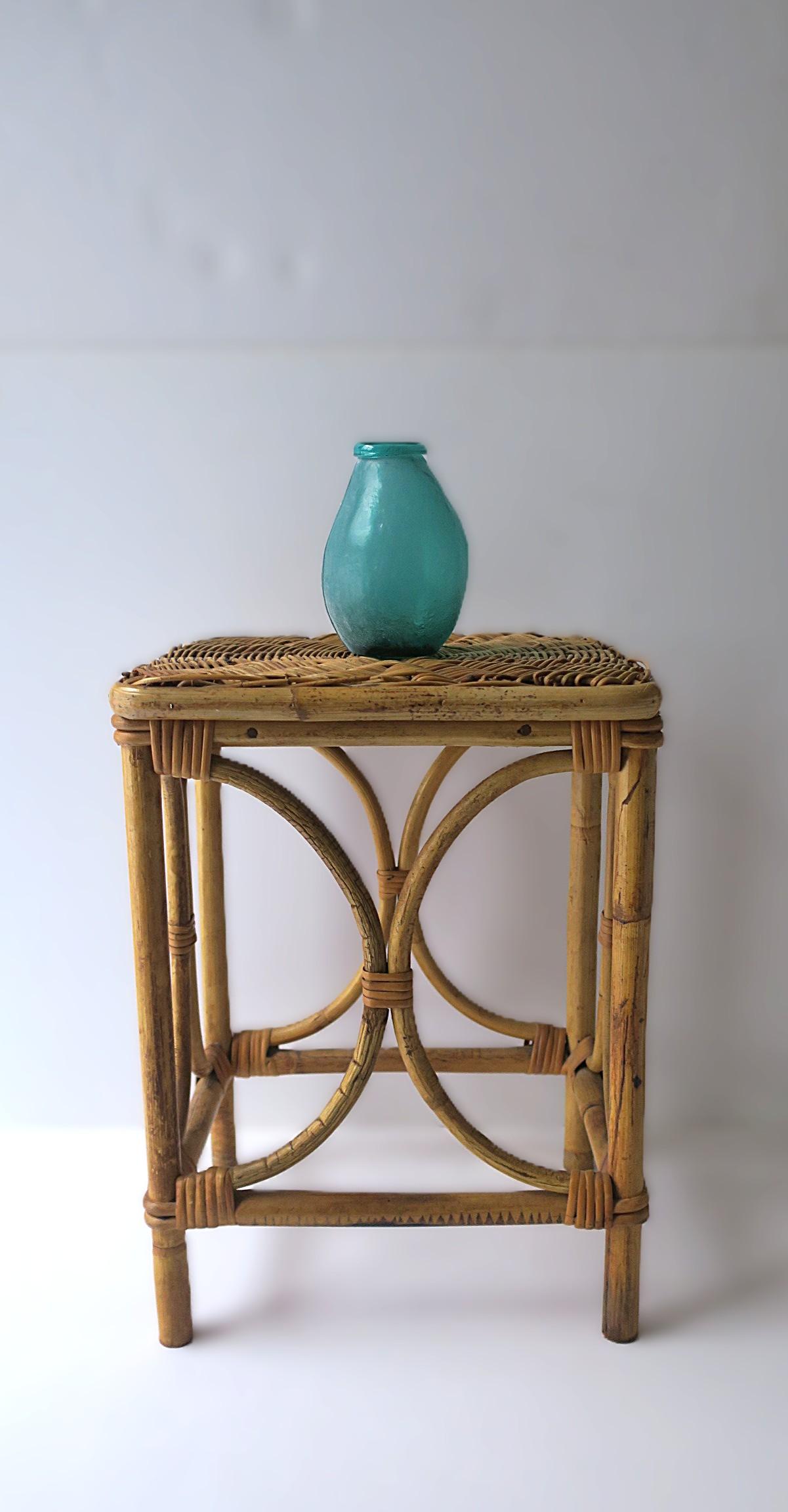 Rustic Italian Blue Scavo Art Glass Vase For Sale
