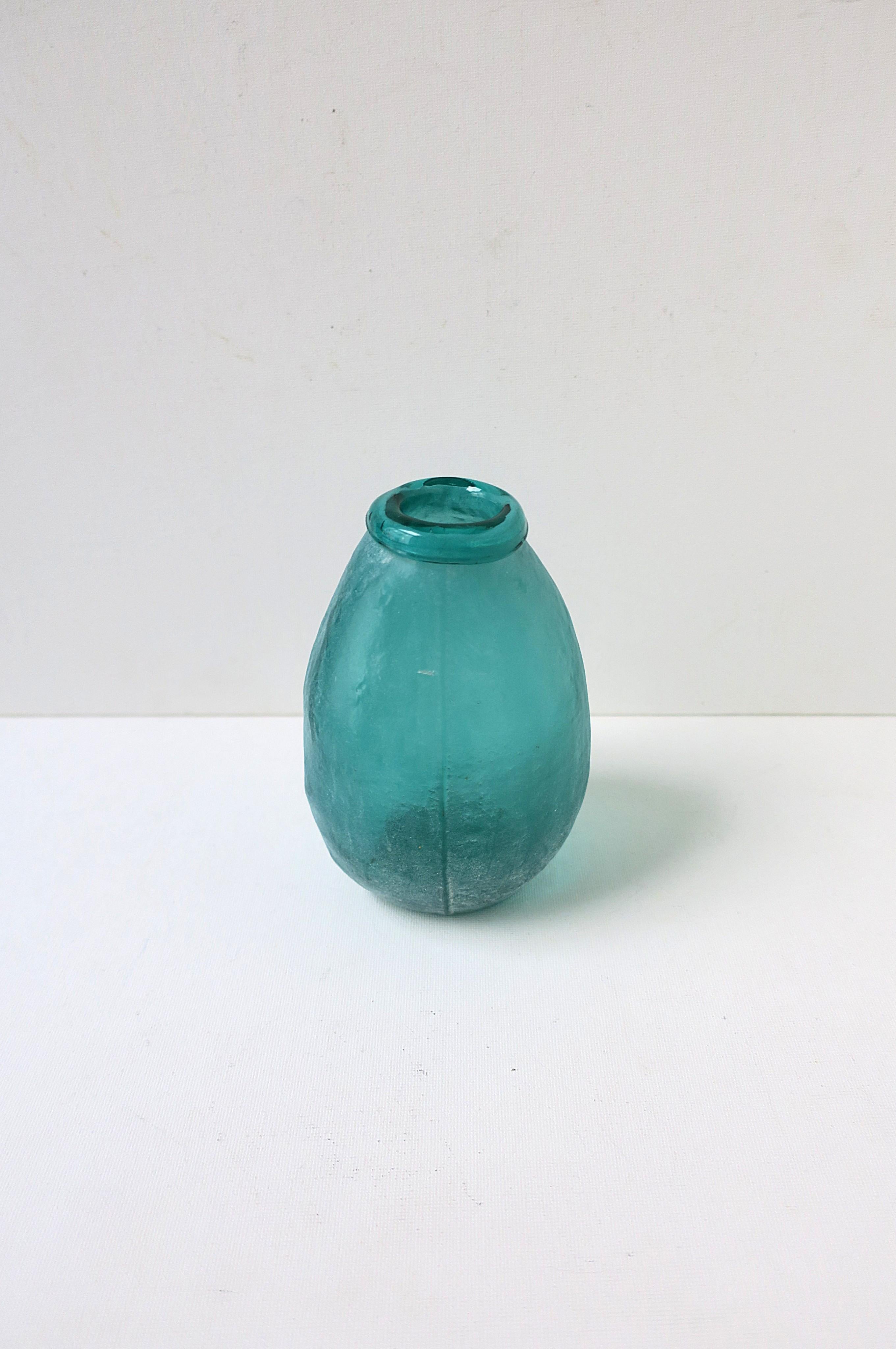 Italian Blue Scavo Art Glass Vase For Sale 2