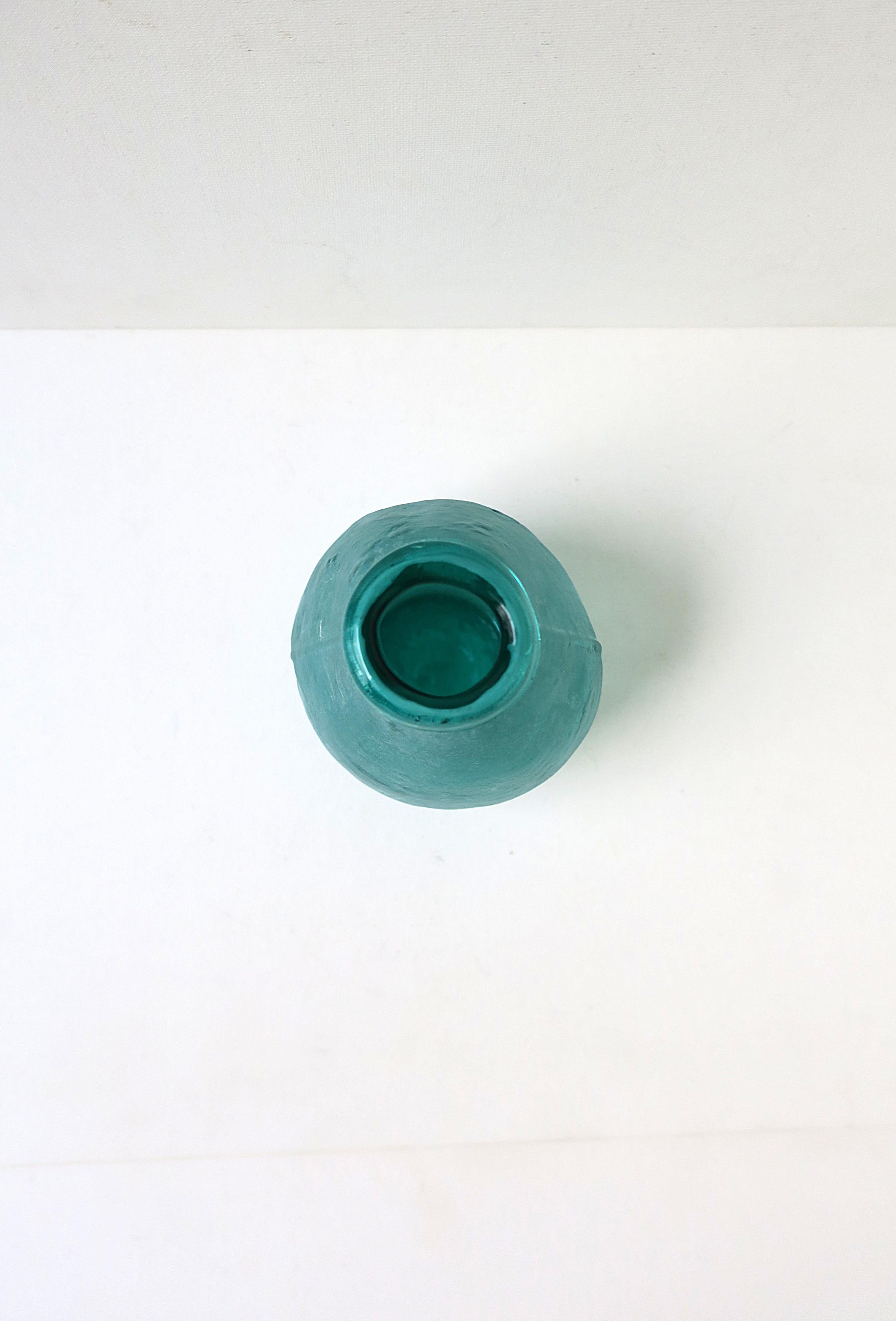Italian Blue Scavo Art Glass Vase For Sale 3