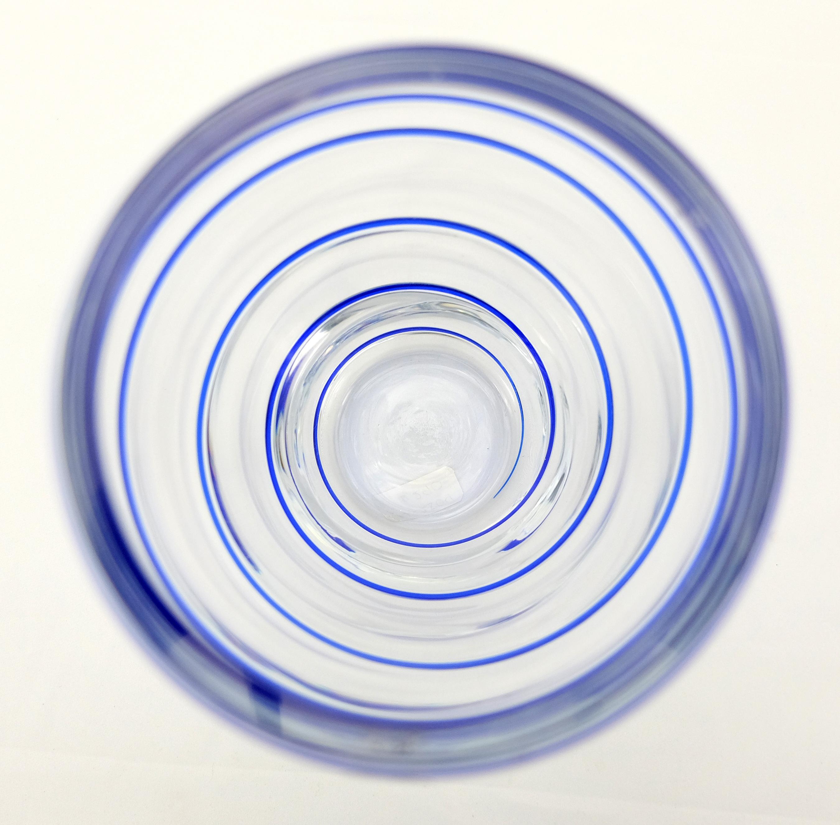 V. Nason & C. Italian Murano Glass Vase with Blue Spiral Stripe 1