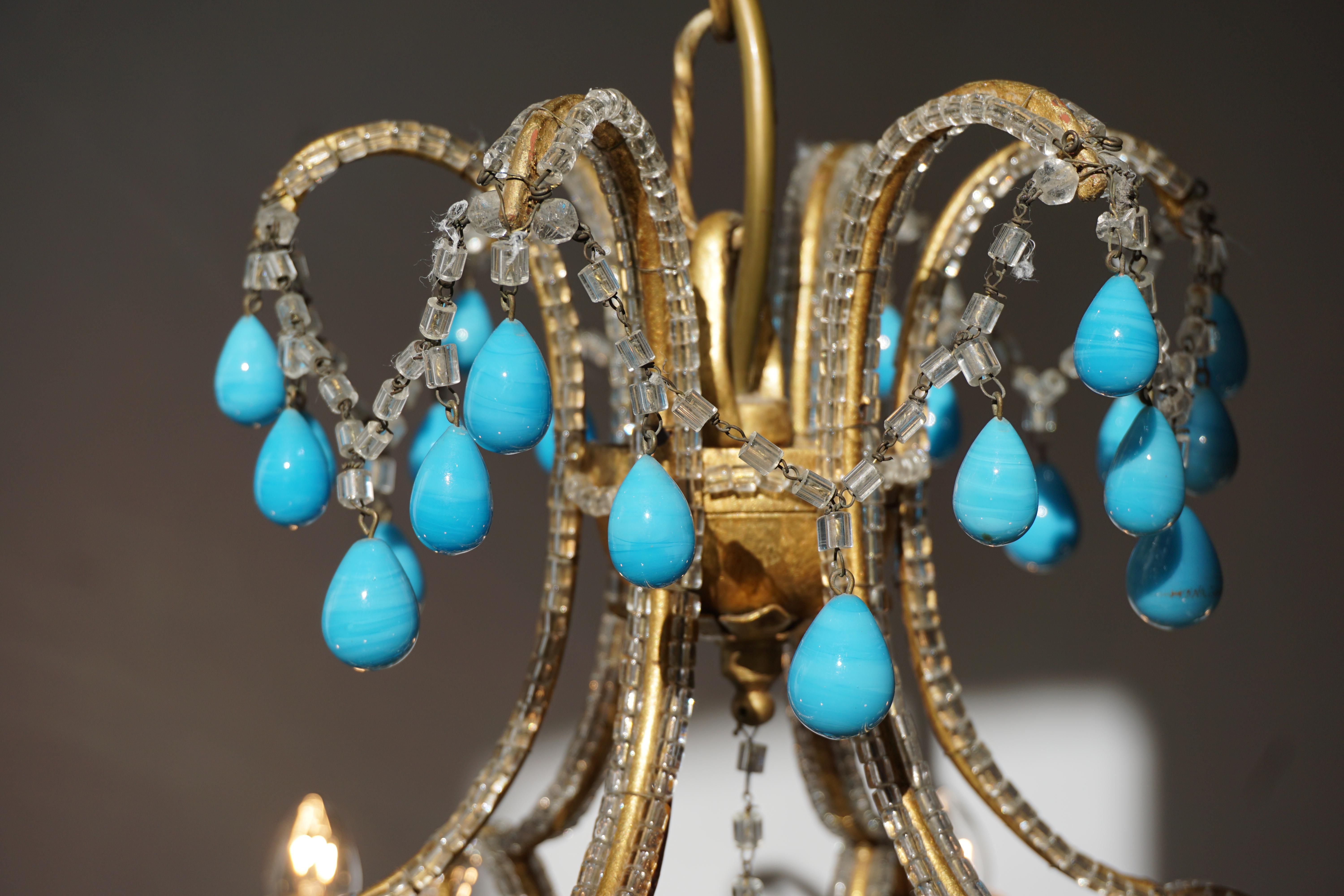 Italian Blue Stone Drops Chandelier For Sale 7