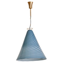 Colgante italiano de cristal de Murano a rayas azules de La Murrina, años 70 - 2 Disponibles