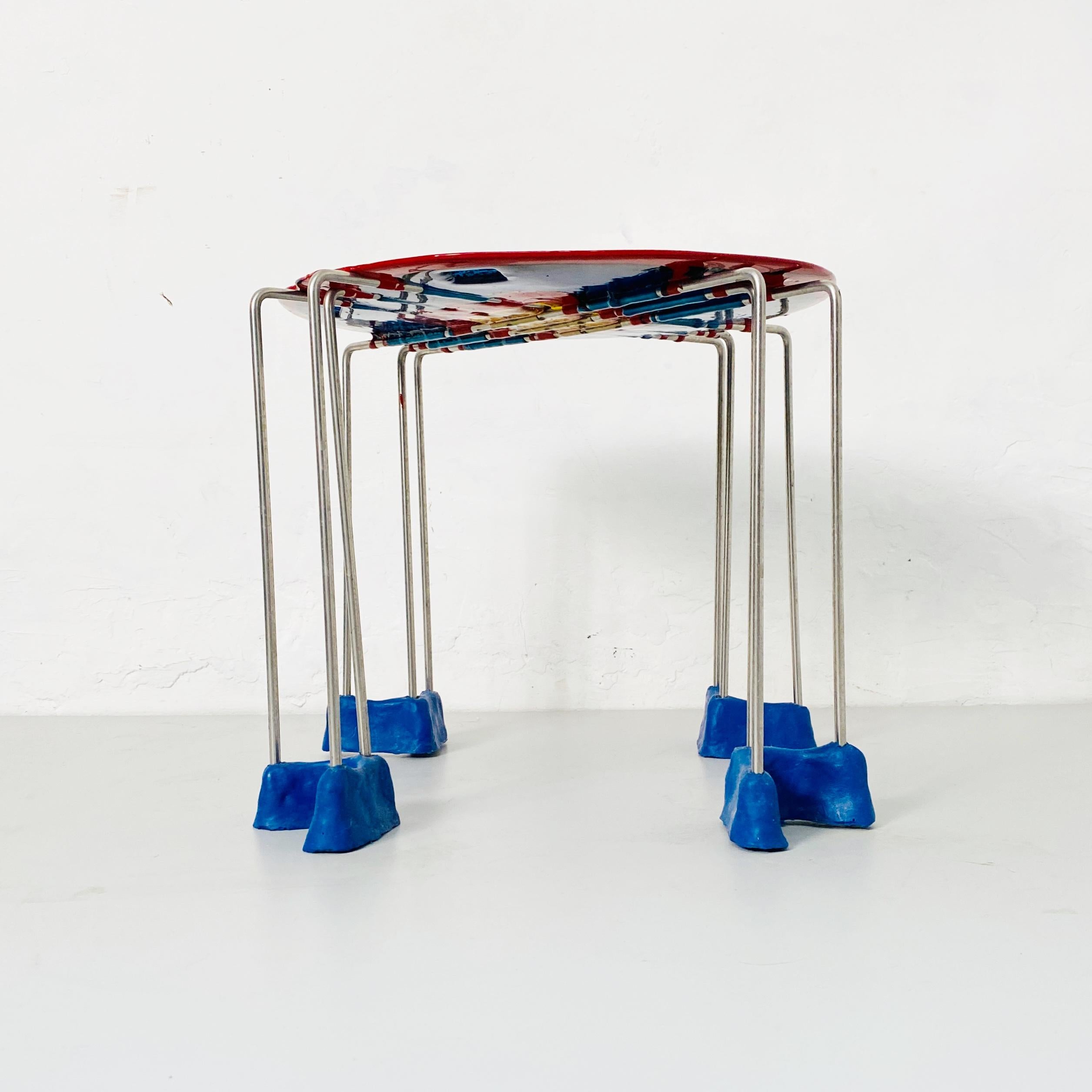 Italian Blue Triple Play Resin Stool by Gaetano Pesce for Fish Design, 2000s In Good Condition In MIlano, IT