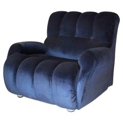 Italian Blue Velvet Blue Armchair
