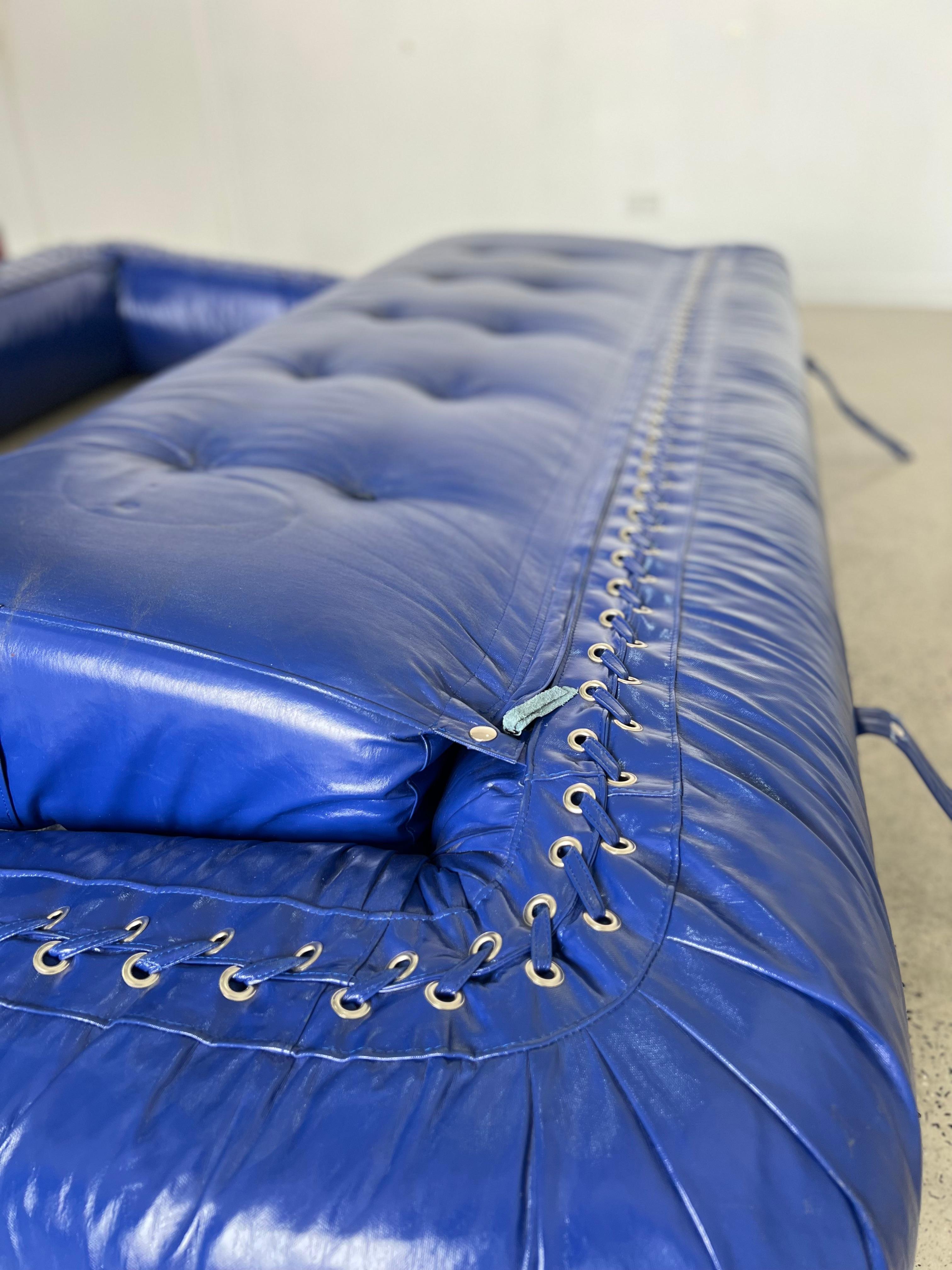 Italian Blue Vinyl Sofa by Alessandro Becchi for Giovannetti Collezioni 5