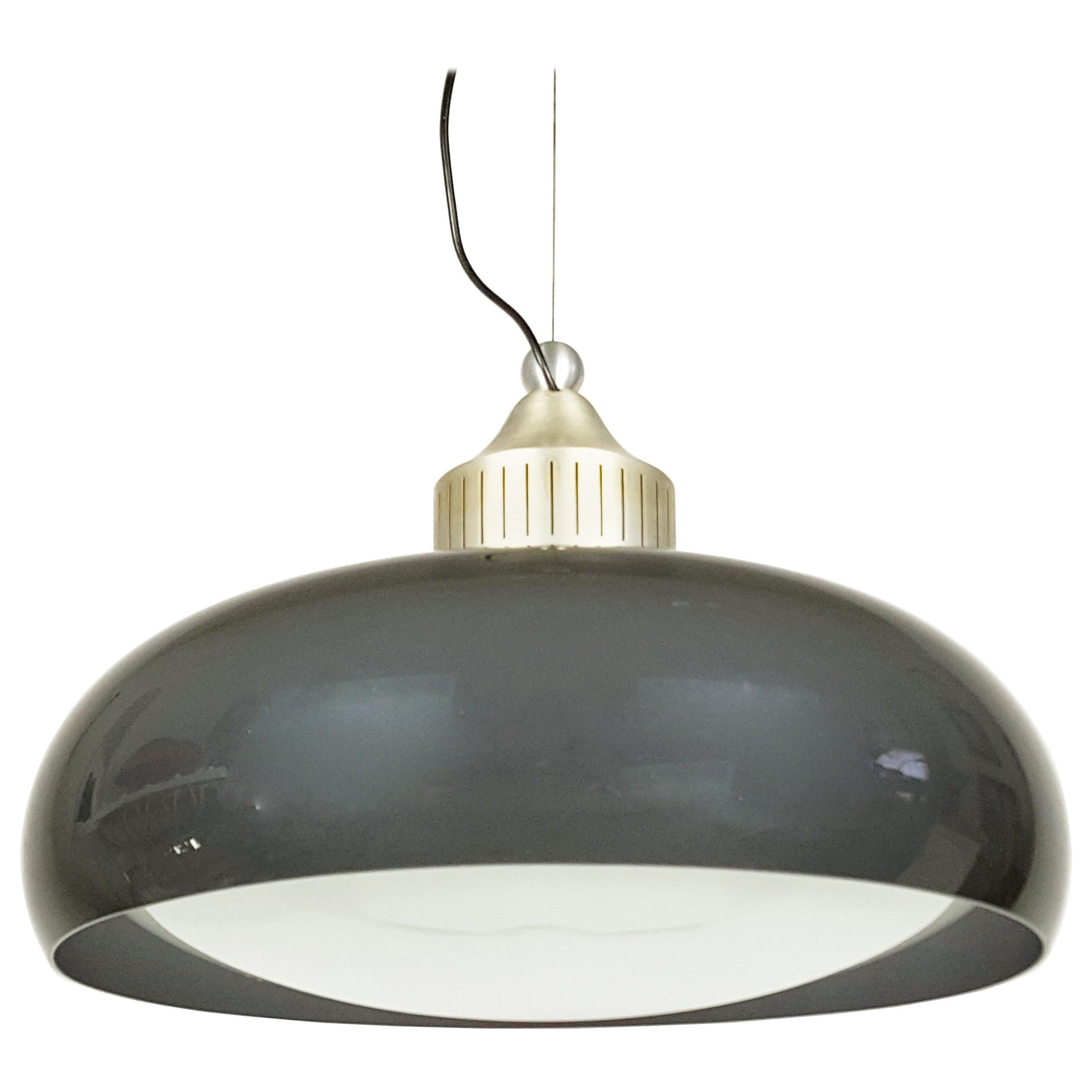 Lampada a sospensione in perspex e vetro blu/viola degli anni '60 di Stilux (nello stile O