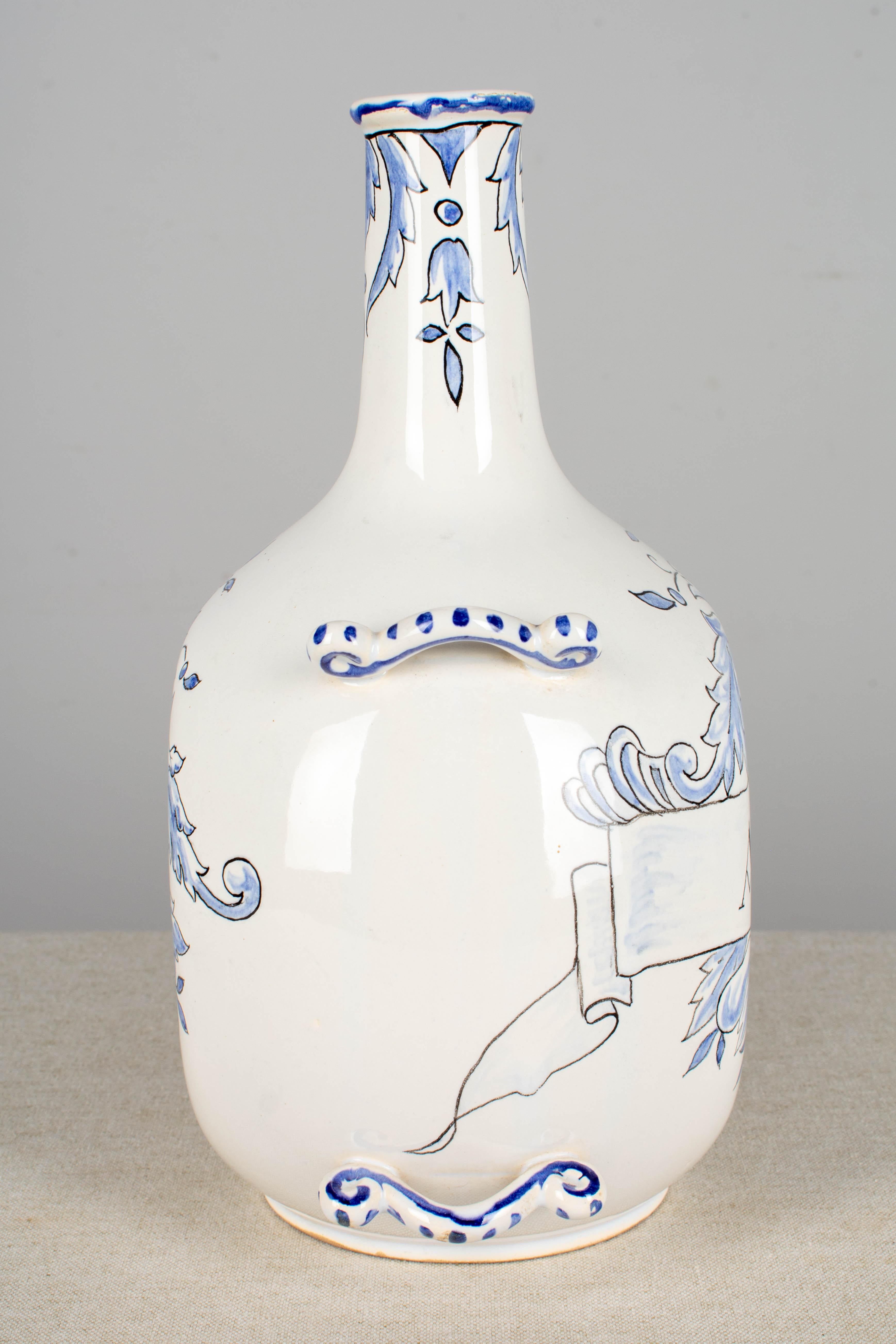 Italian Blue and White Faience Aqua Vitae Jug  In Good Condition In Winter Park, FL